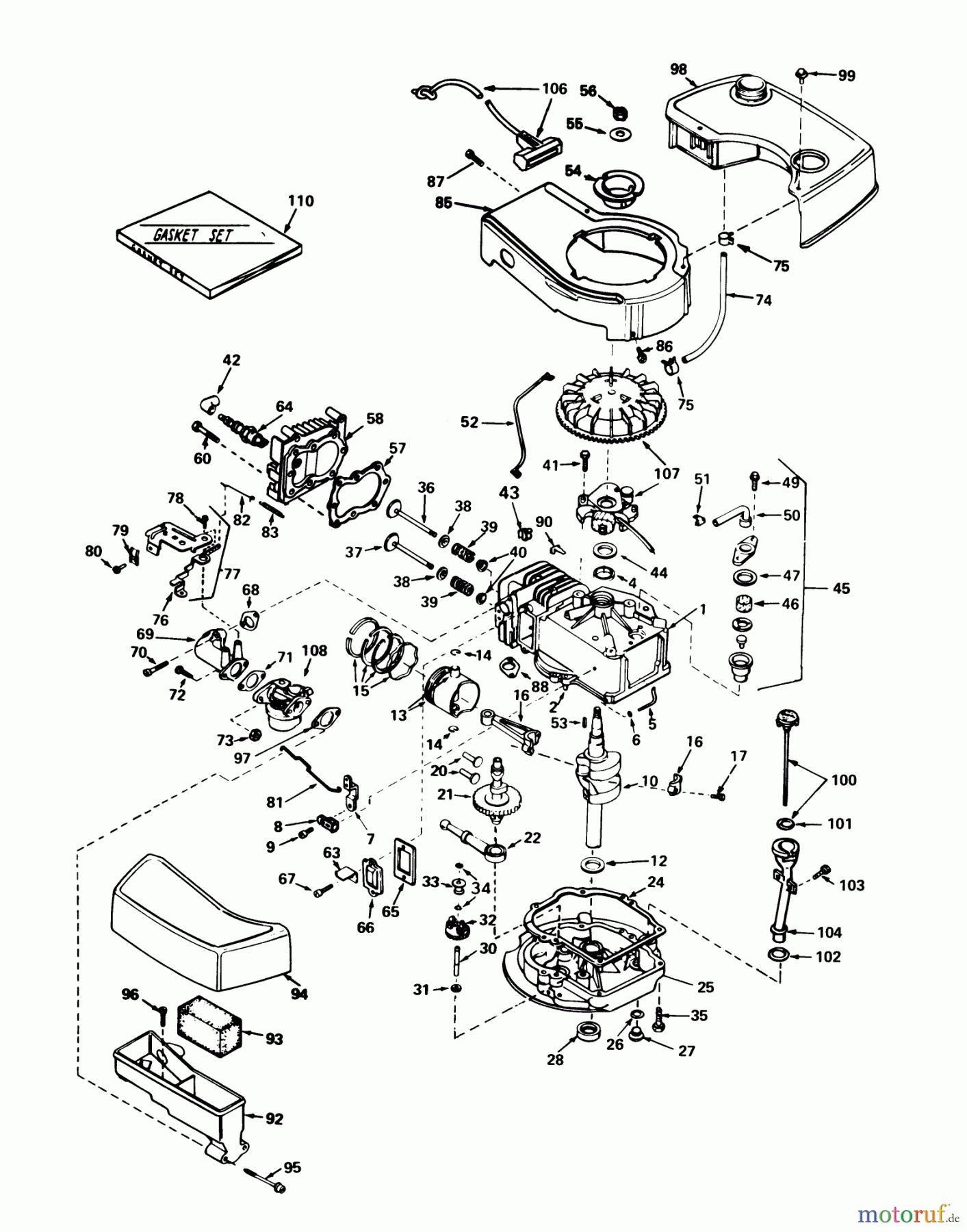 Toro Neu Mowers, Walk-Behind Seite 1 20740 - Toro Lawnmower, 1978 (8000001-8999999) ENGINE TECUMSEH MODEL TNT 120-12007B