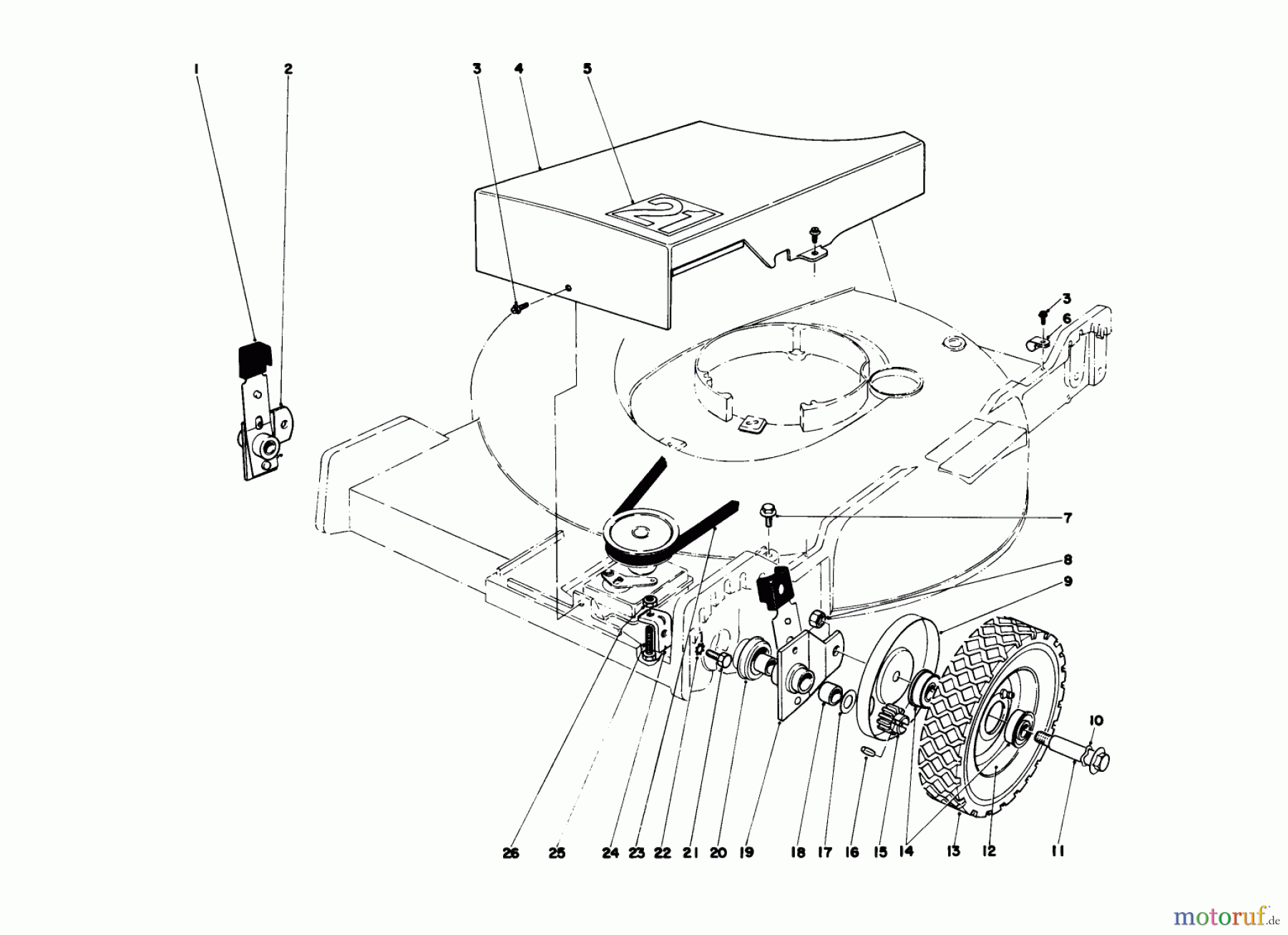 Toro Neu Mowers, Walk-Behind Seite 1 20740 - Toro Lawnmower, 1978 (8000001-8999999) FRONT WHEEL AND PIVOT ARM ASSEMBLY