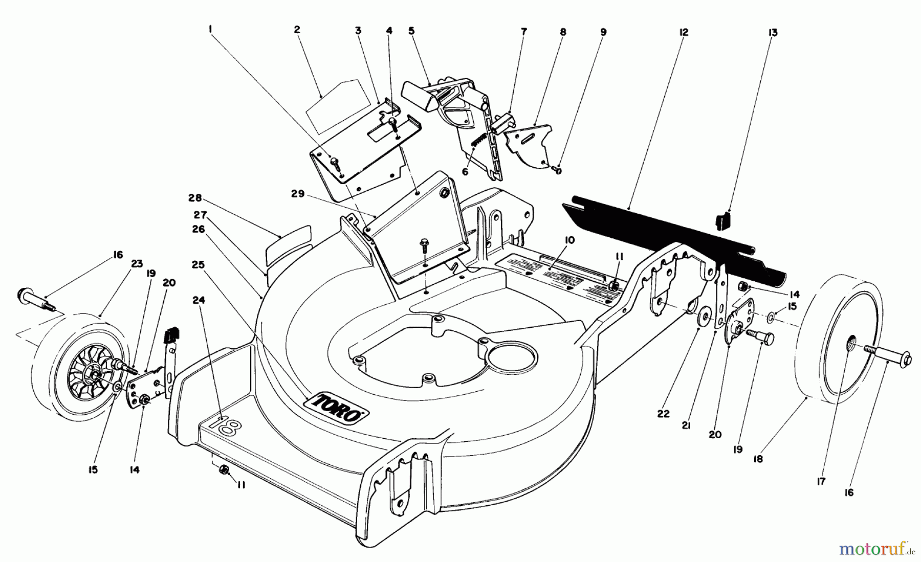 Toro Neu Mowers, Walk-Behind Seite 1 20742 - Toro Lawnmower, 1984 (4000001-4999999) HOUSING ASSEMBLY