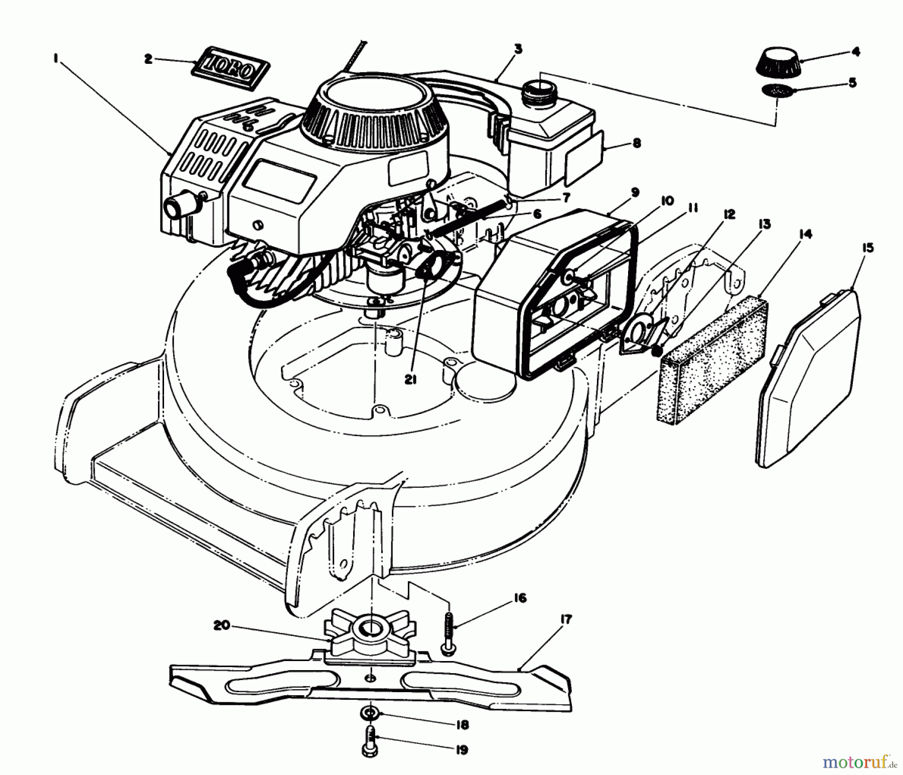 Toro Neu Mowers, Walk-Behind Seite 1 20745 - Toro Lawnmower, 1984 (4000001-4999999) ENGINE ASSEMBLY