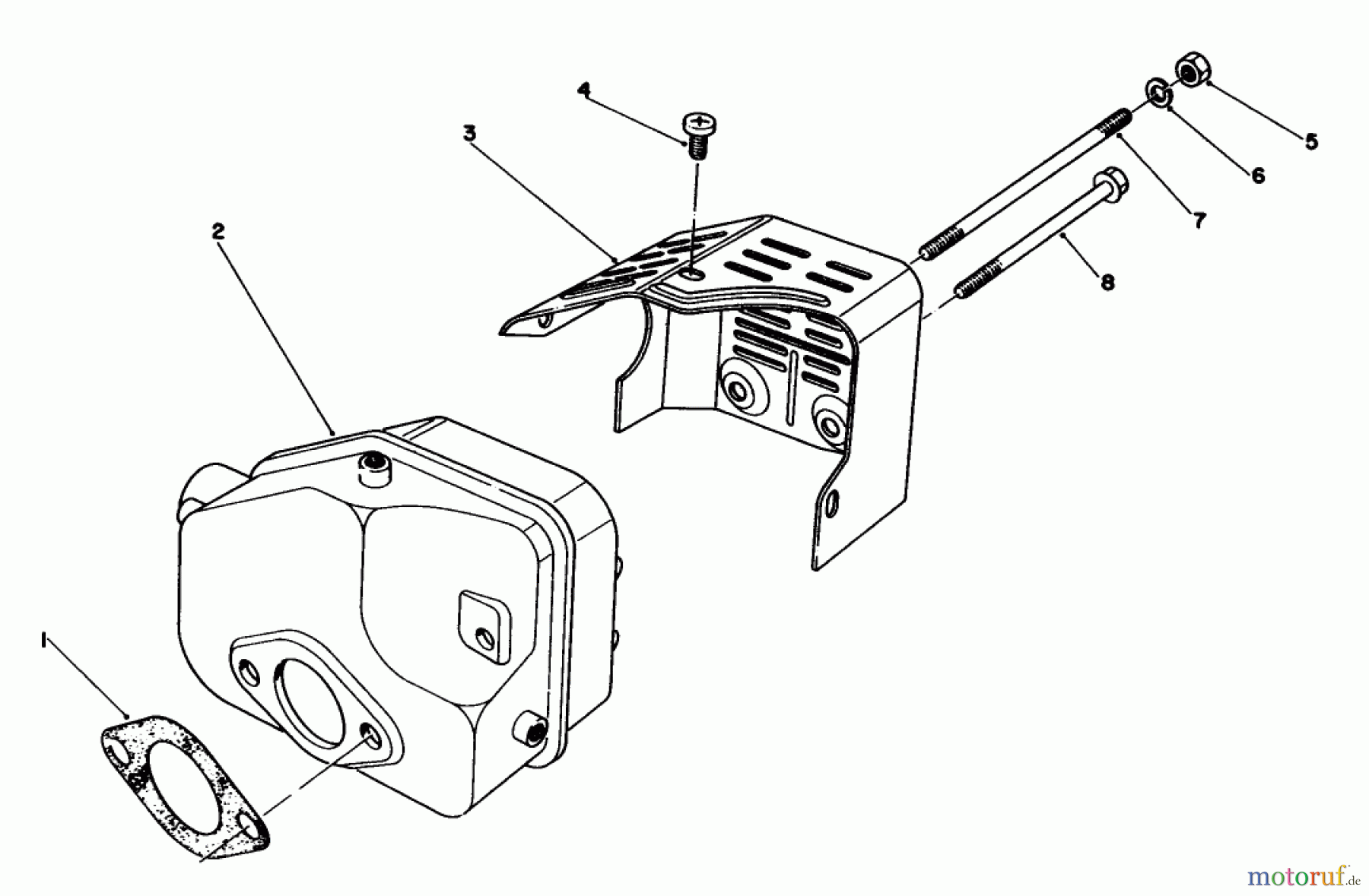 Toro Neu Mowers, Walk-Behind Seite 1 20745 - Toro Lawnmower, 1984 (4000001-4999999) MUFFLER ASSEMBLY
