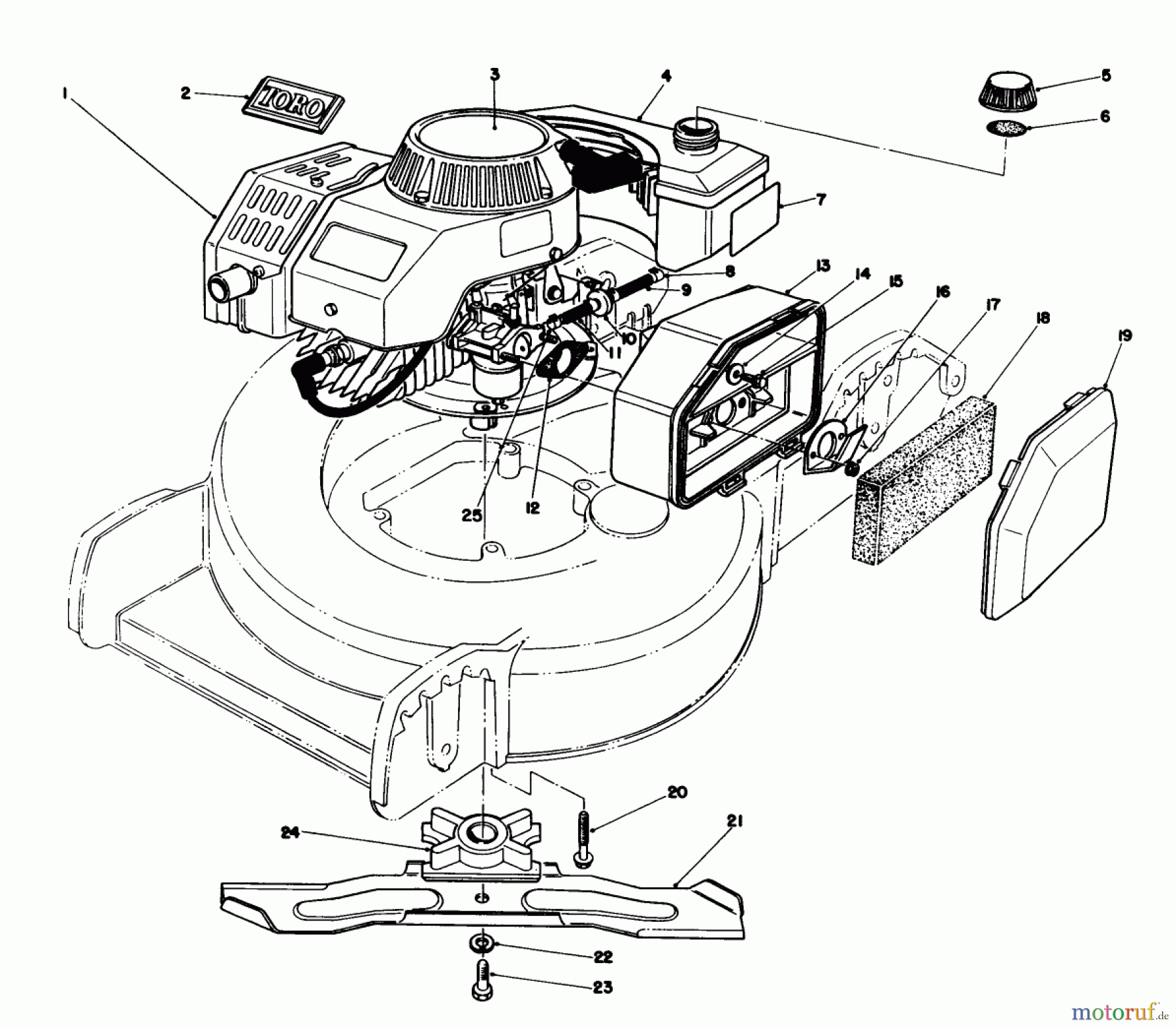 Toro Neu Mowers, Walk-Behind Seite 1 20745C - Toro Lawnmower, 1986 (6000001-6999999) ENGINE ASSEMBLY