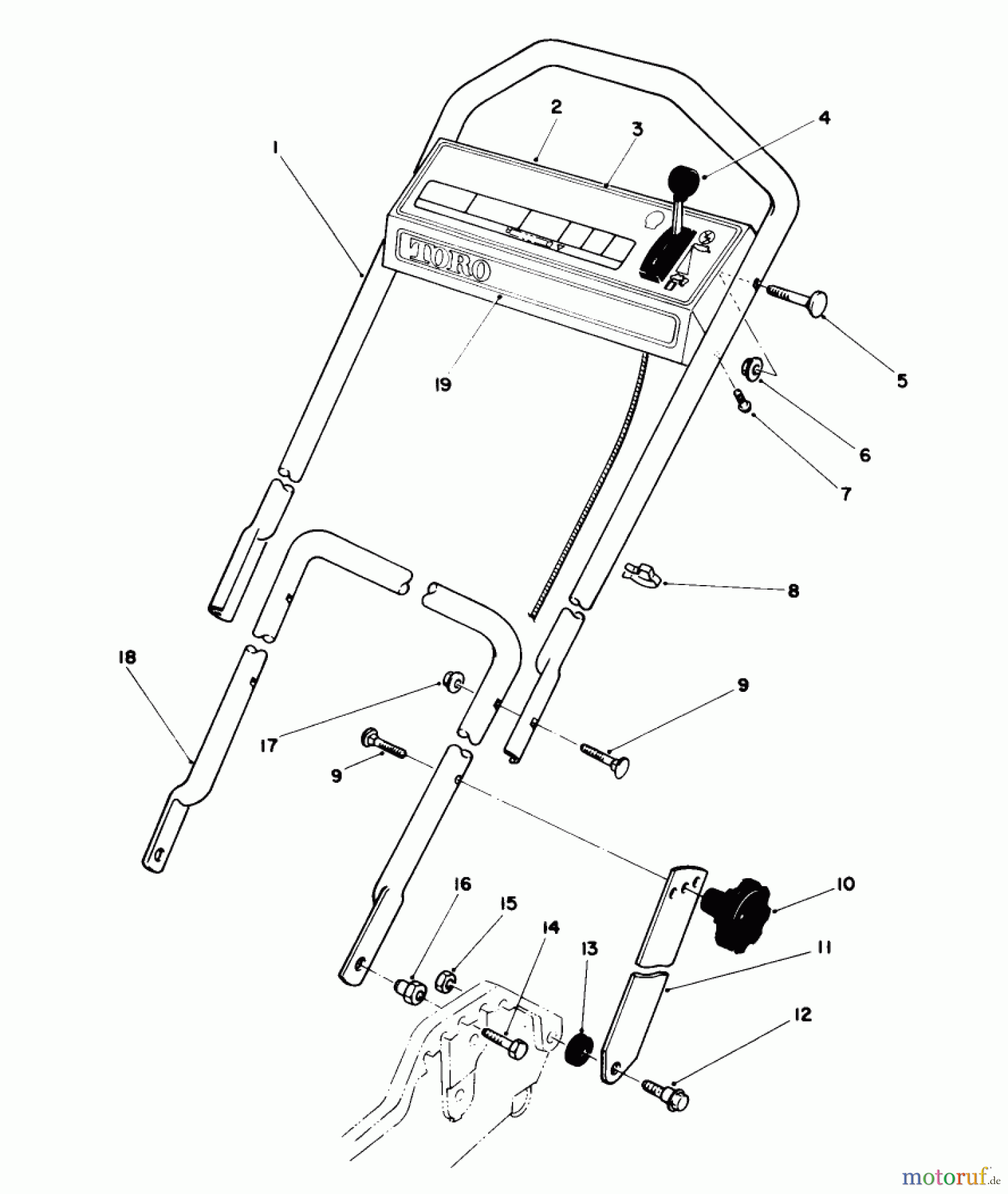 Toro Neu Mowers, Walk-Behind Seite 1 20745C - Toro Lawnmower, 1987 (7000001-7999999) HANDLE ASSEMBLY