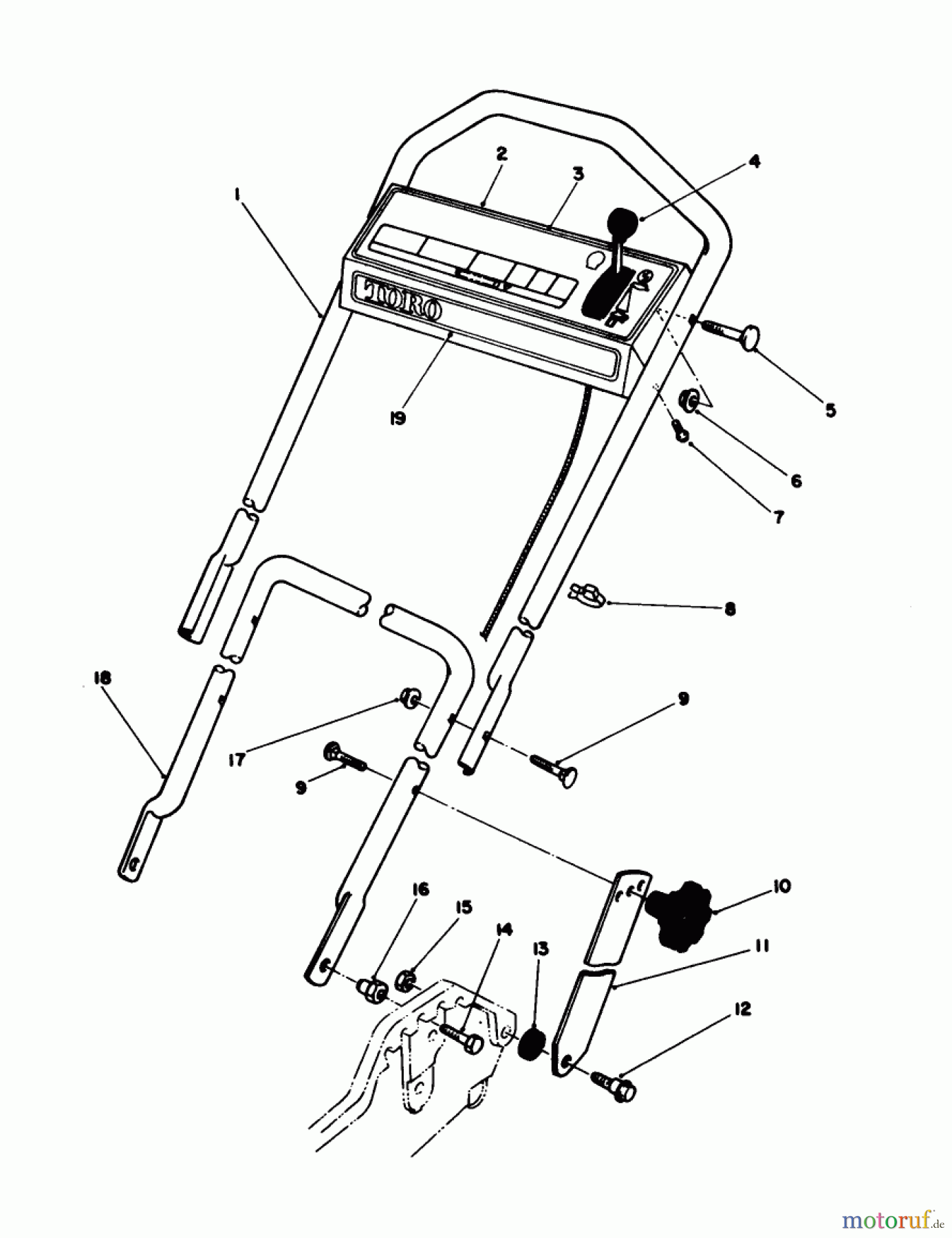 Toro Neu Mowers, Walk-Behind Seite 1 20745C - Toro Lawnmower, 1988 (8000001-8999999) HANDLE ASSEMBLY