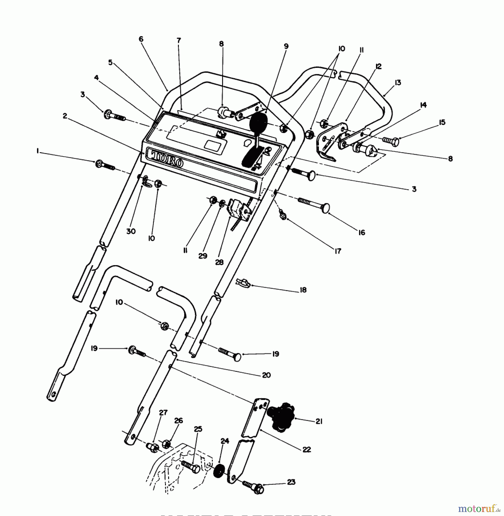 Toro Neu Mowers, Walk-Behind Seite 1 20746C - Toro Lawnmower, 1988 (8000001-8999999) HANDLE ASSEMBLY