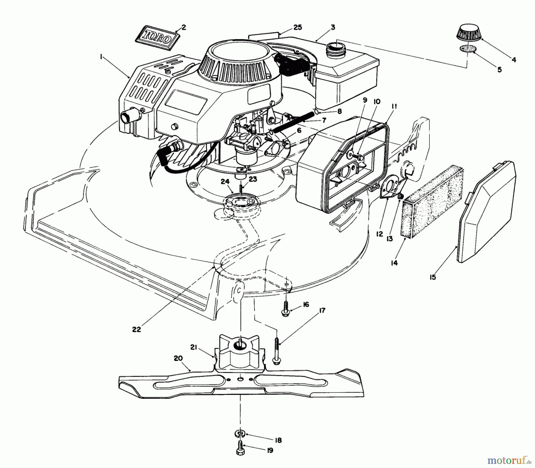 Toro Neu Mowers, Walk-Behind Seite 1 20747 - Toro Lawnmower, 1985 (5000001-5999999) ENGINE ASSEMBLY