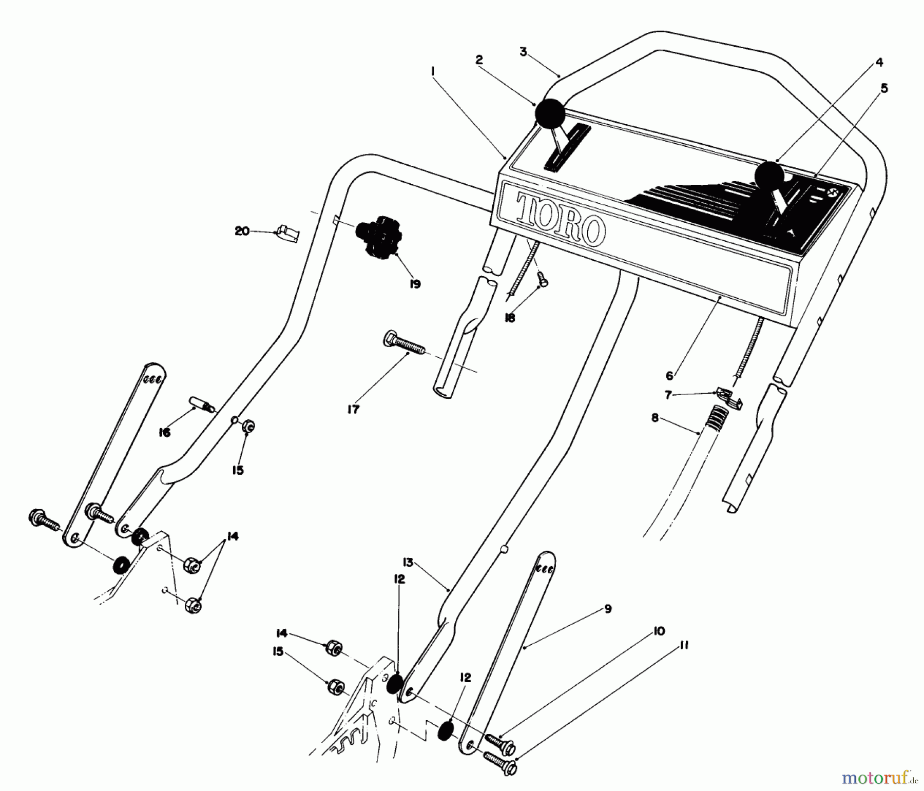 Toro Neu Mowers, Walk-Behind Seite 1 20747 - Toro Lawnmower, 1985 (5000001-5999999) HANDLE ASSEMBLY