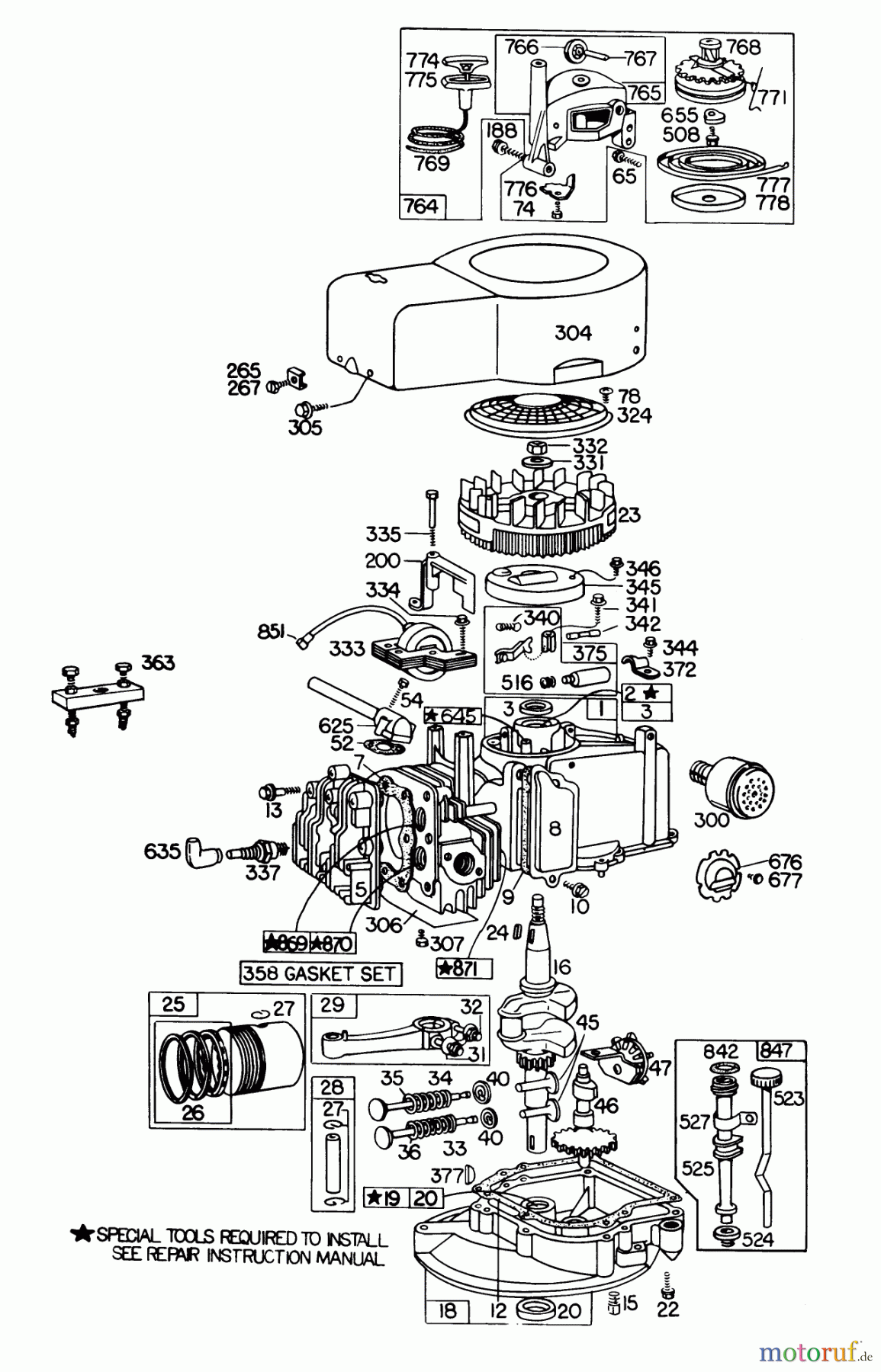 Toro Neu Mowers, Walk-Behind Seite 1 20750 - Toro Lawnmower, 1978 (8000001-8999999) ENGINE BRIGGS & STRATTON MODEL 110908-0424-01 AND MODEL 110908-0405-01
