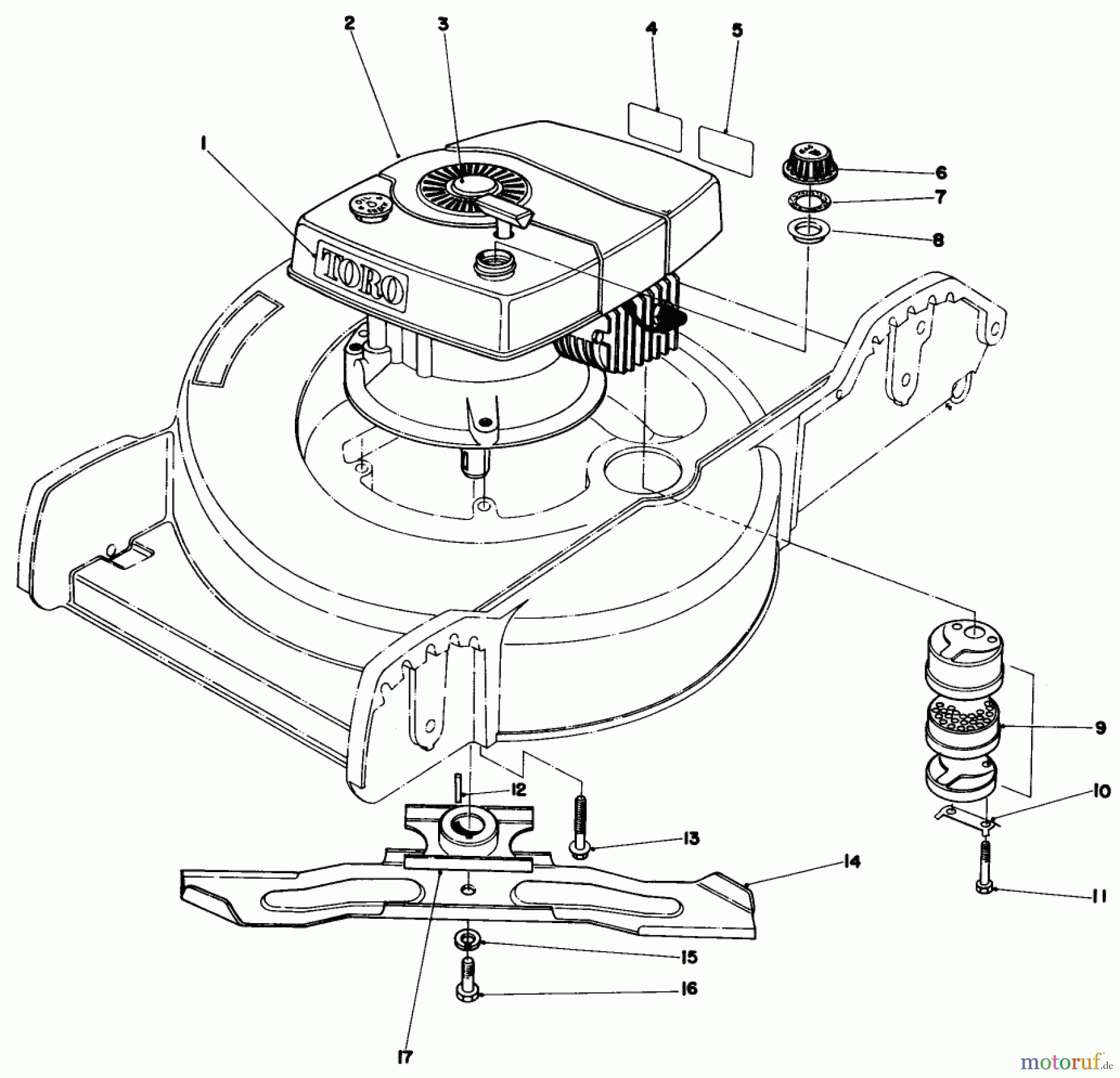 Toro Neu Mowers, Walk-Behind Seite 1 20752 - Toro Lawnmower, 1979 (9000001-9999999) ENGINE ASSEMBLY