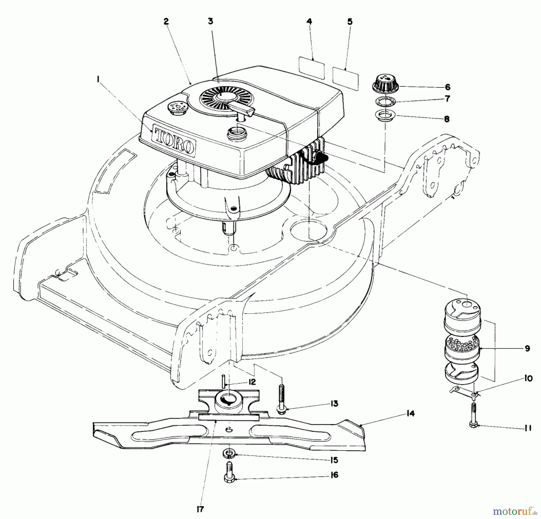 Toro Neu Mowers, Walk-Behind Seite 1 20752 - Toro Lawnmower, 1980 (0000001-0999999) ENGINE ASSEMBLY