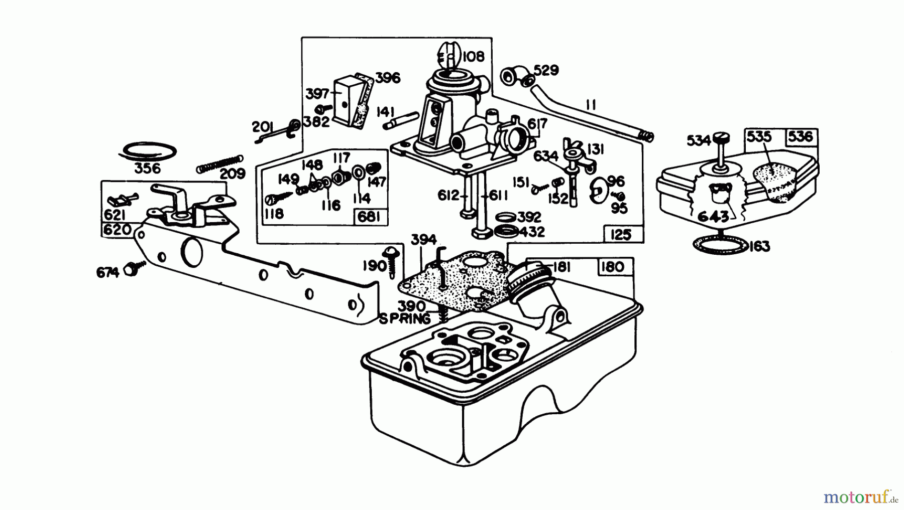 Toro Neu Mowers, Walk-Behind Seite 1 20755 - Toro Lawnmower, 1979 (9000001-9999999) CARBURETOR ASSEMBLY MODEL 92908-1956-01