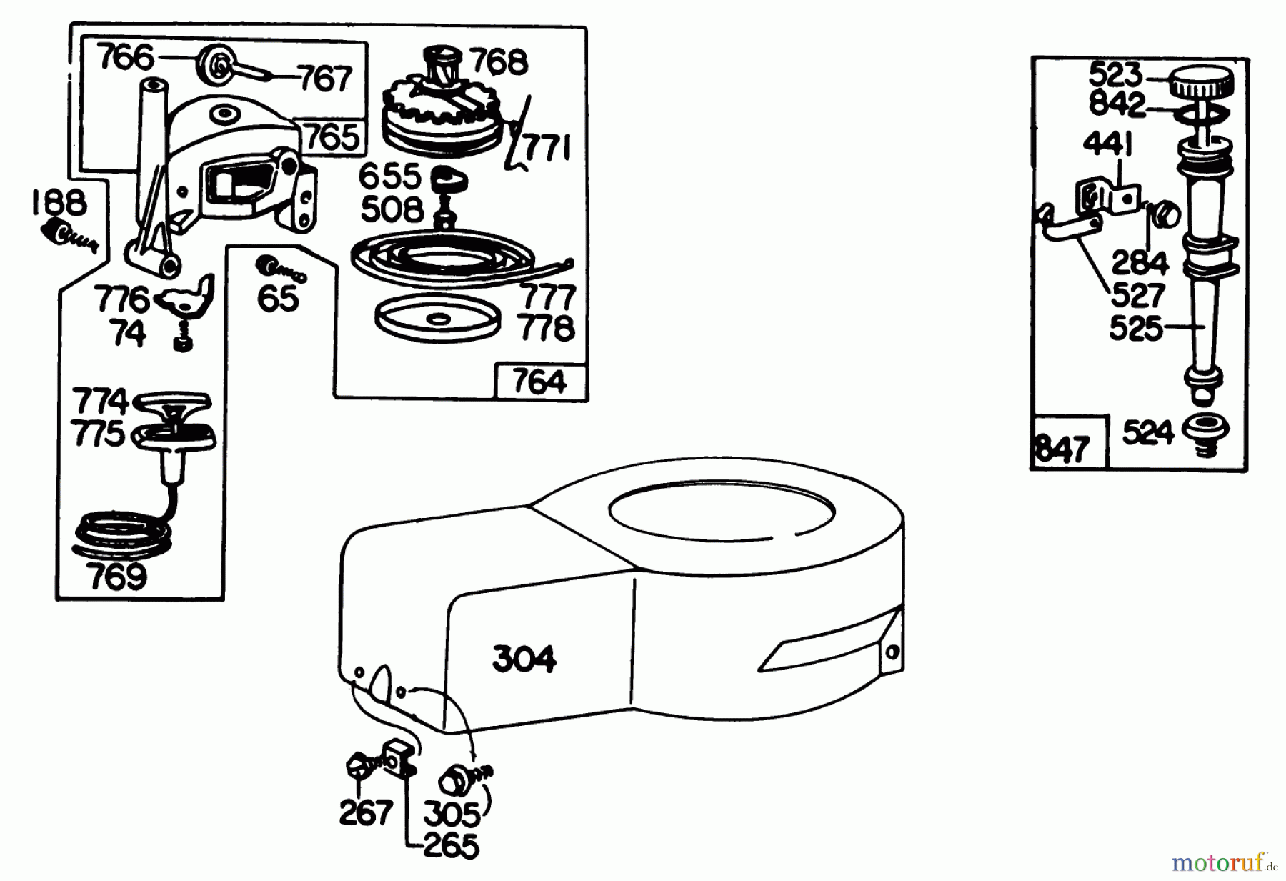 Toro Neu Mowers, Walk-Behind Seite 1 20755 - Toro Lawnmower, 1980 (0000001-0999999) STARTER & SHROUD ASSEMBLY MODEL 92908-1956-01