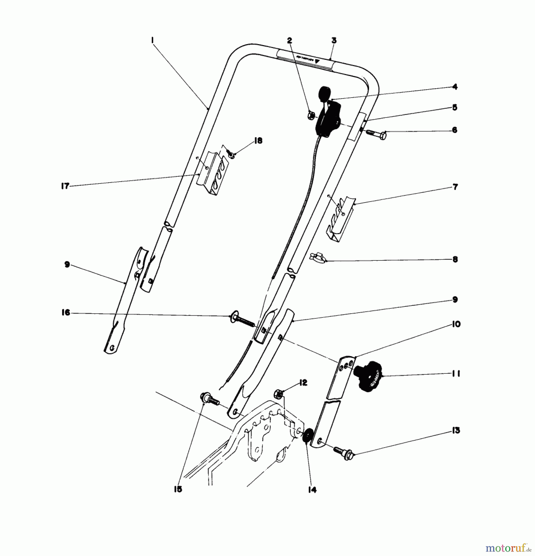 Toro Neu Mowers, Walk-Behind Seite 1 20758 - Toro Lawnmower, 1980 (0000001-0999999) HANDLE ASSEMBLY