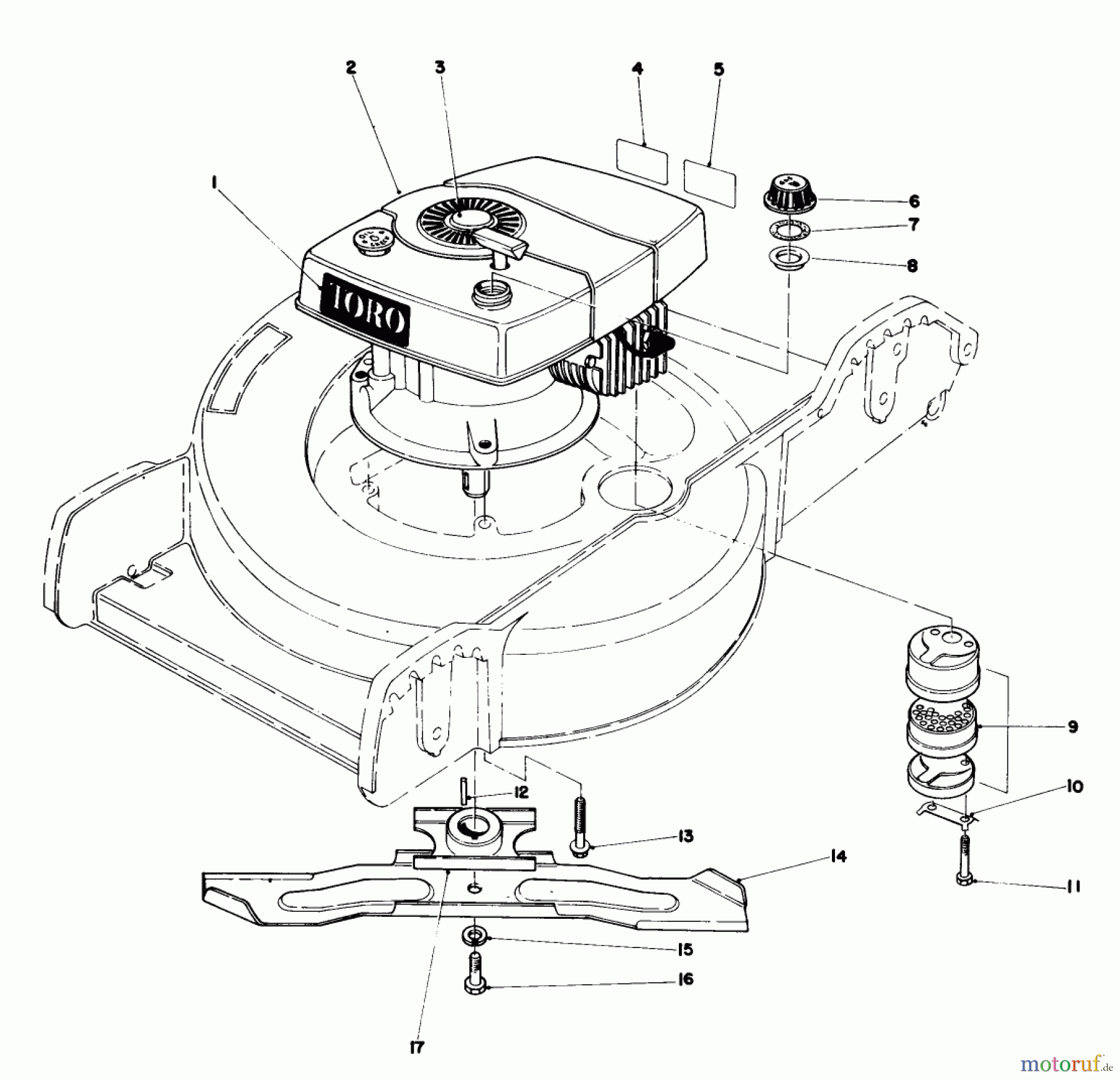 Toro Neu Mowers, Walk-Behind Seite 1 20758 - Toro Lawnmower, 1981 (1000001-1999999) ENGINE ASSEMBLY
