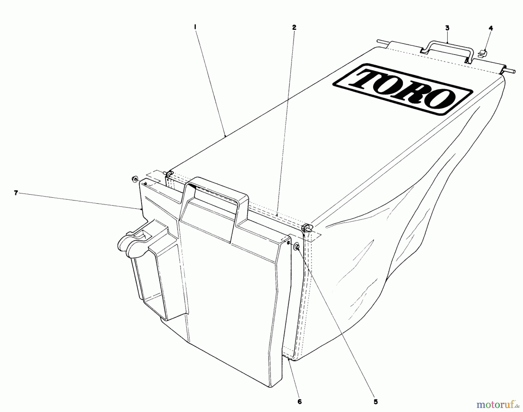 Toro Neu Mowers, Walk-Behind Seite 1 20758 - Toro Lawnmower, 1983 (3000001-3999999) GRASS BAG ASSEMBLY
