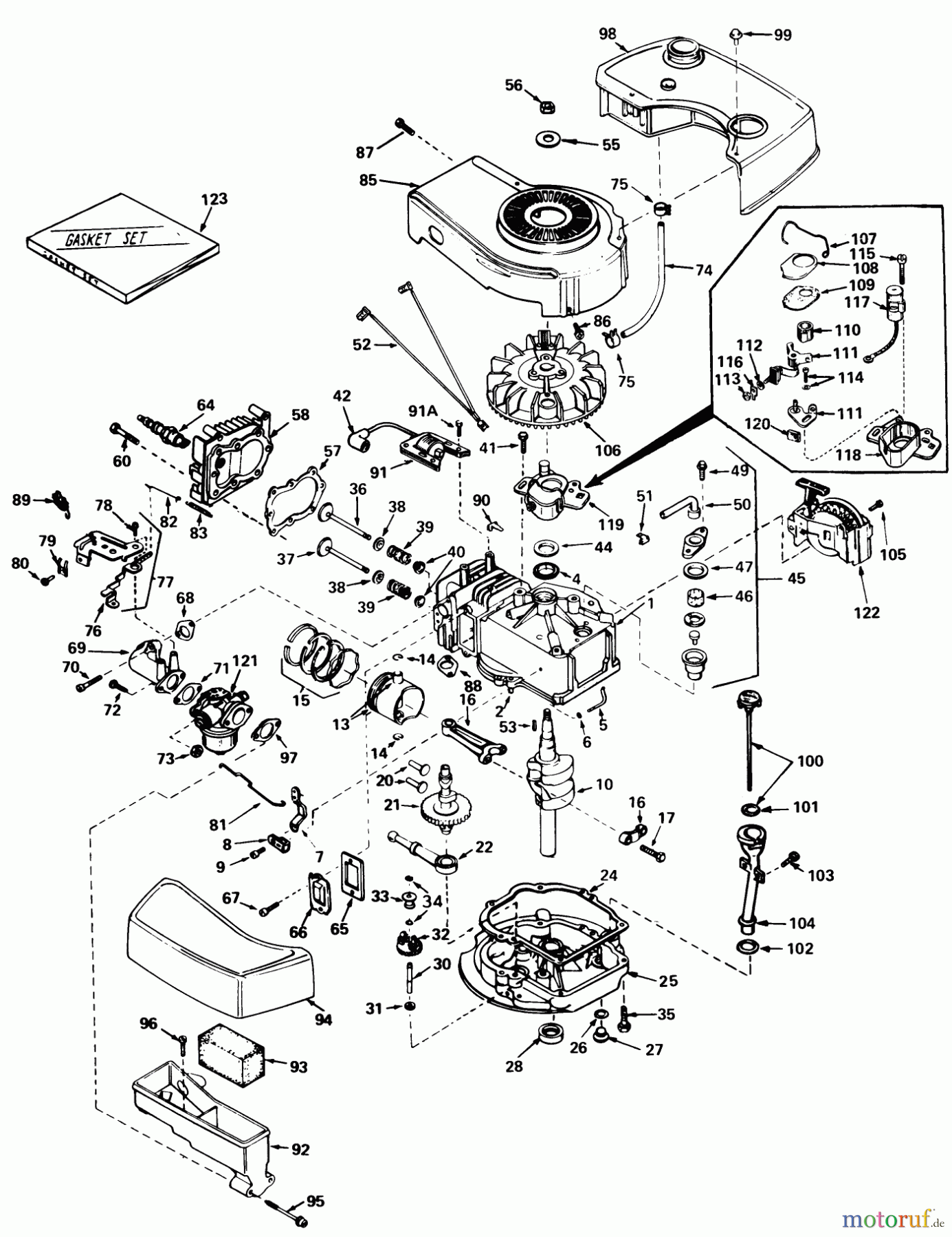 Toro Neu Mowers, Walk-Behind Seite 1 20762 - Toro Lawnmower, 1979 (9000001-9999999) ENGINE TECUMSEH MODEL NO. TNT 100-10059C