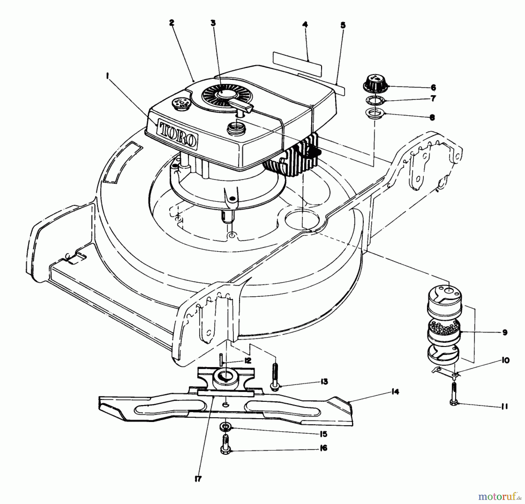 Toro Neu Mowers, Walk-Behind Seite 1 20762 - Toro Lawnmower, 1981 (1000001-1999999) ENGINE ASSEMBLY