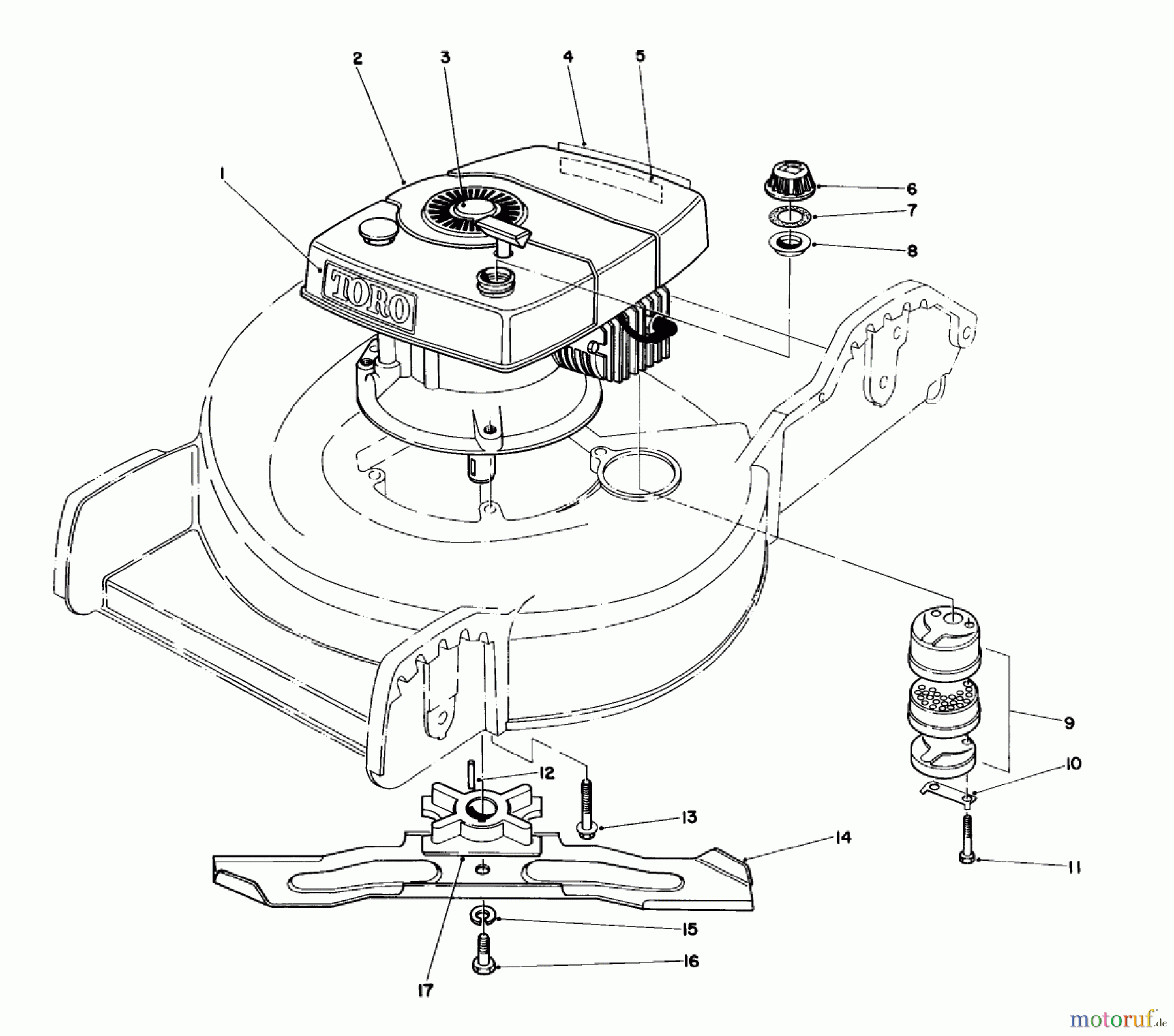 Toro Neu Mowers, Walk-Behind Seite 1 20762 - Toro Lawnmower, 1983 (3000001-3999999) ENGINE ASSEMBLY