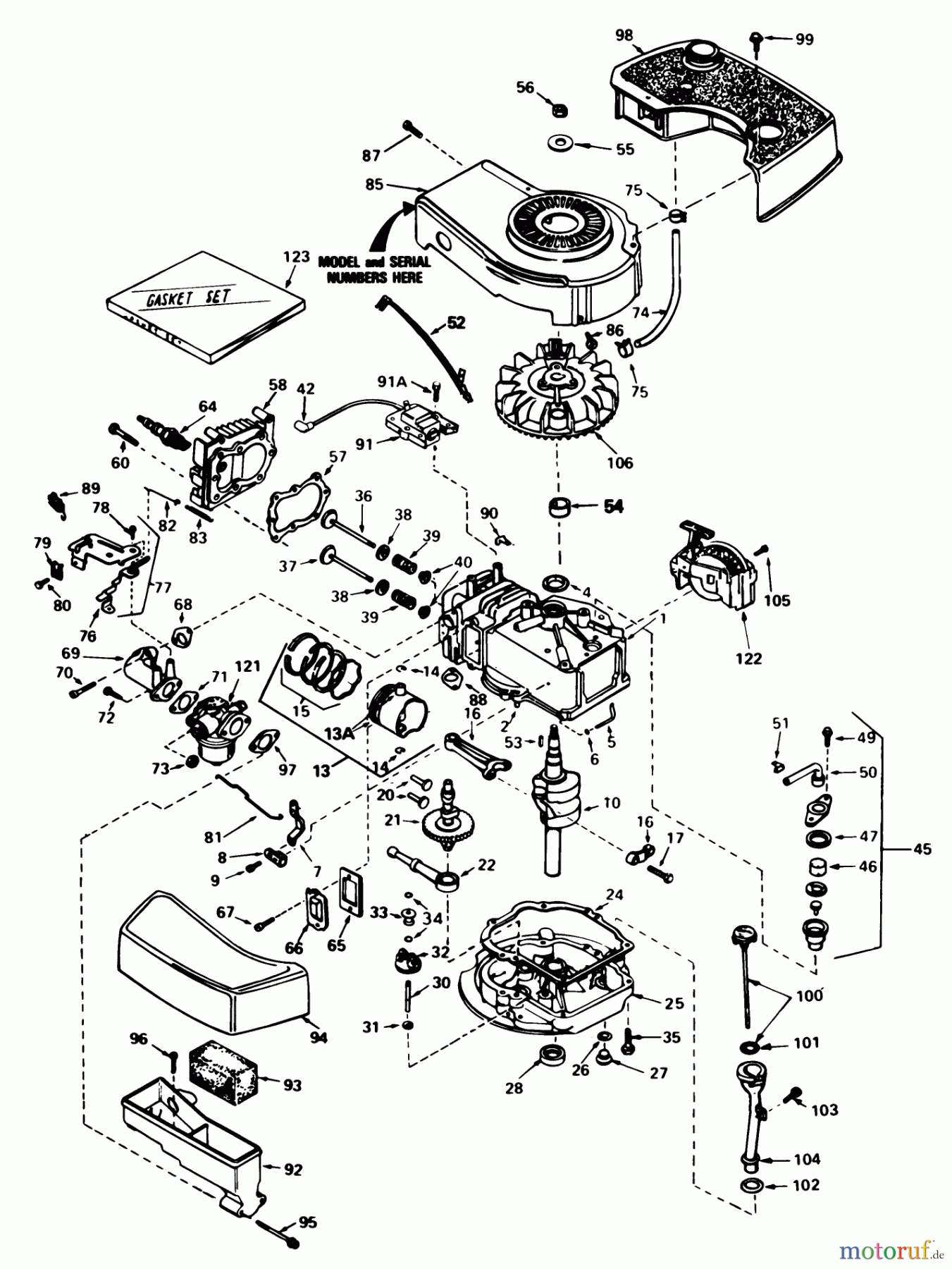 Toro Neu Mowers, Walk-Behind Seite 1 20762 - Toro Lawnmower, 1983 (3000001-3999999) ENGINE TECUMSEH MODEL NO. TNT 100-10077E