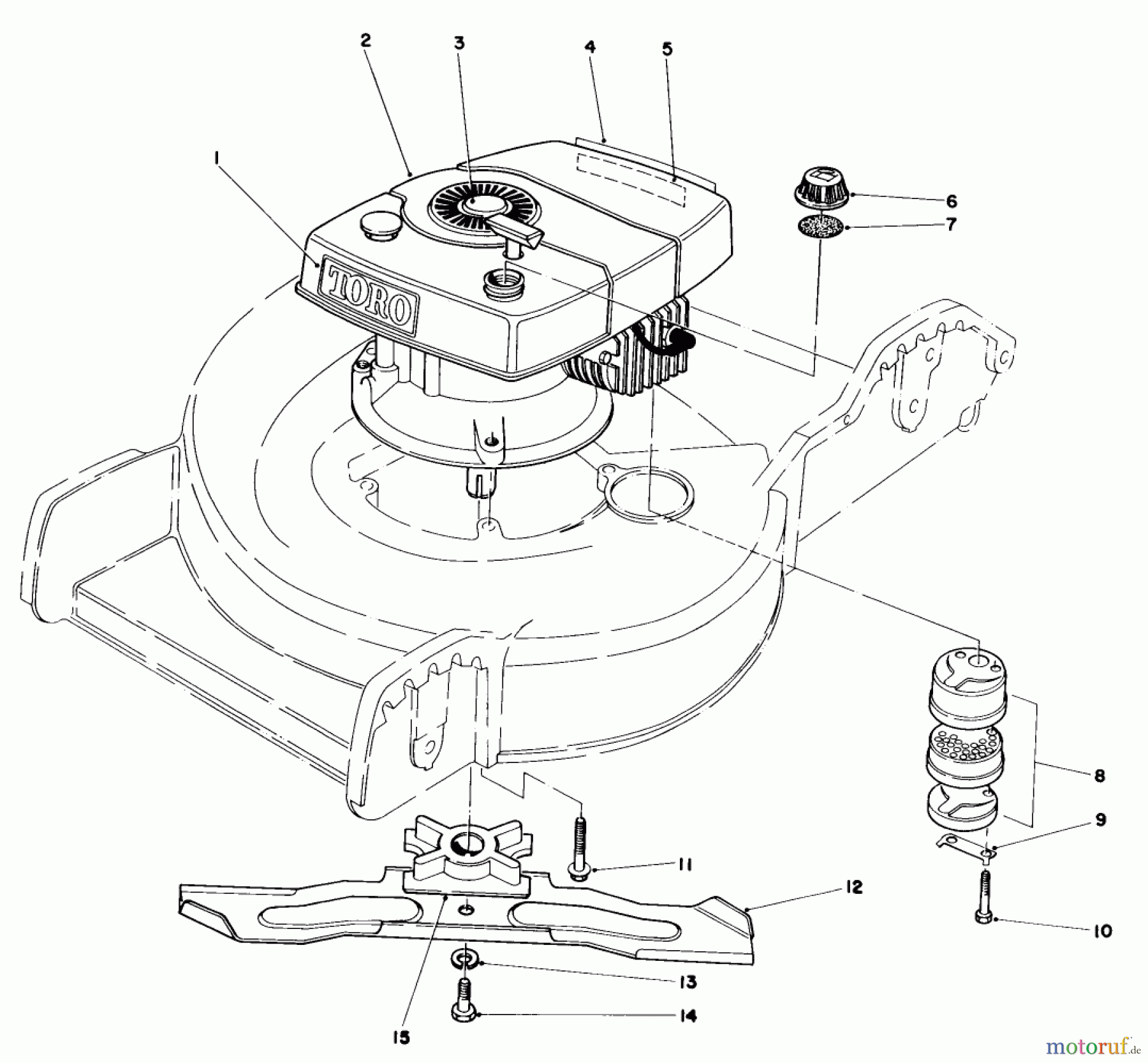 Toro Neu Mowers, Walk-Behind Seite 1 20762 - Toro Lawnmower, 1984 (4000001-4999999) ENGINE ASSEMBLY