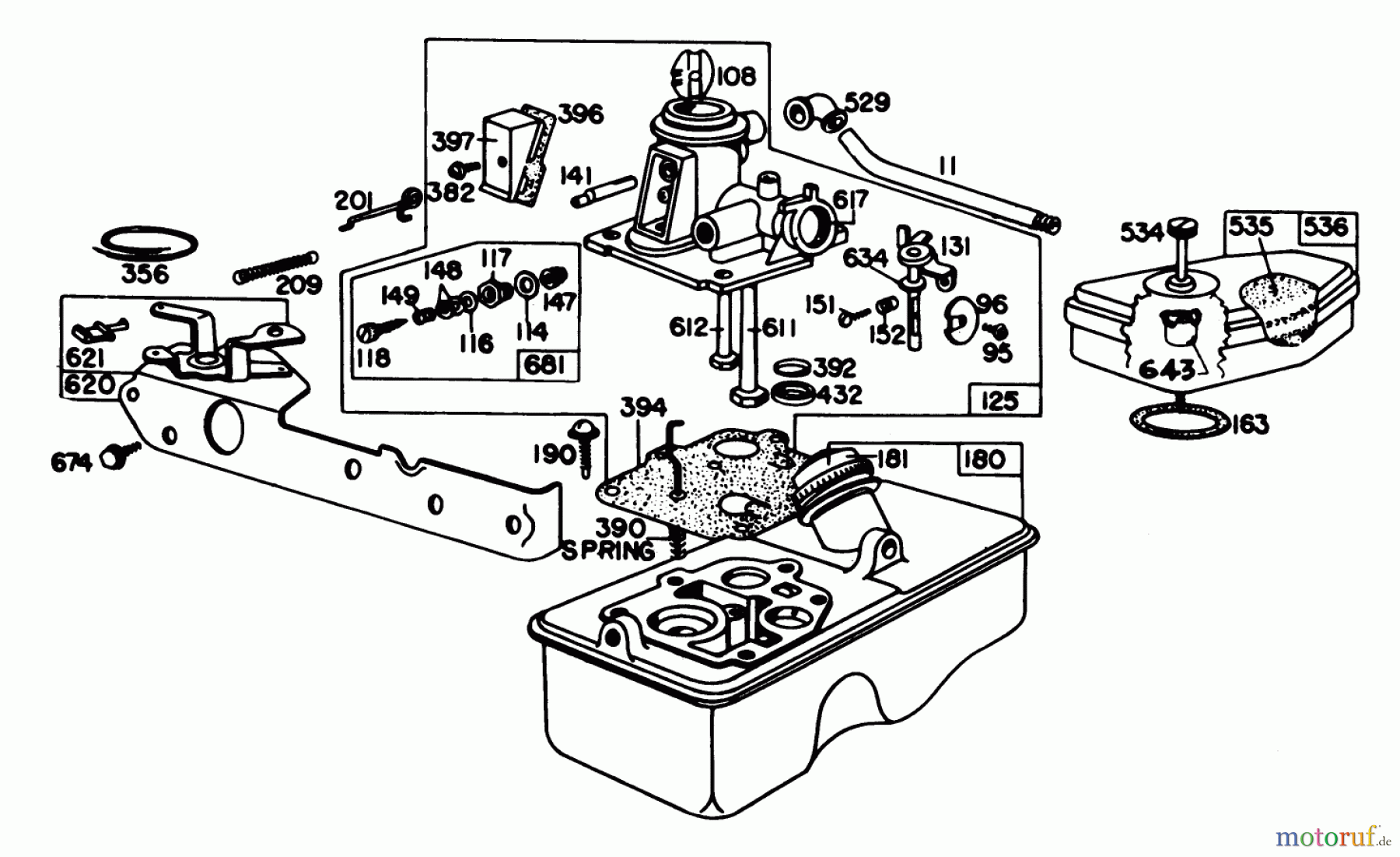 Toro Neu Mowers, Walk-Behind Seite 1 20765 - Toro Lawnmower, 1981 (1000001-1999999) CARBURETOR ASSEMBLY MODEL 92908-1956-01