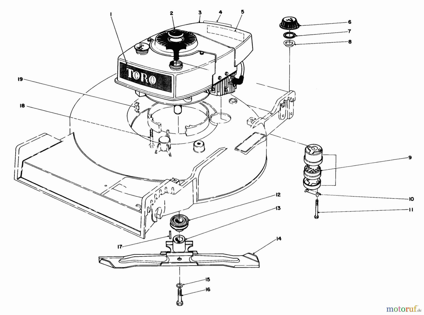 Toro Neu Mowers, Walk-Behind Seite 1 20770 - Toro Lawnmower, 1982 (2000001-2999999) ENGINE ASSEMBLY
