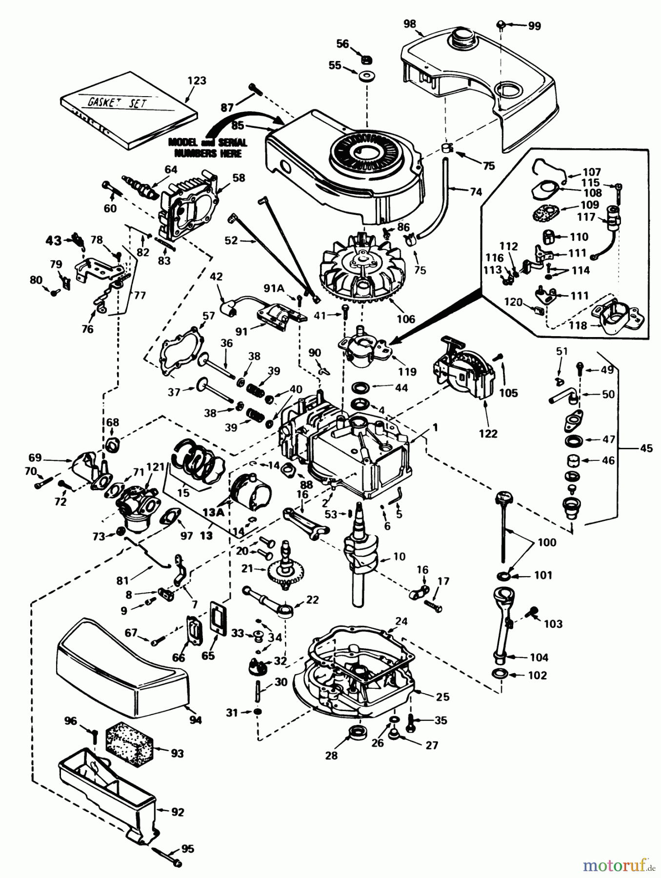 Toro Neu Mowers, Walk-Behind Seite 1 20770 - Toro Lawnmower, 1982 (2000001-2999999) ENGINE TECUMSEH MODEL NO. TNT 100-10076D