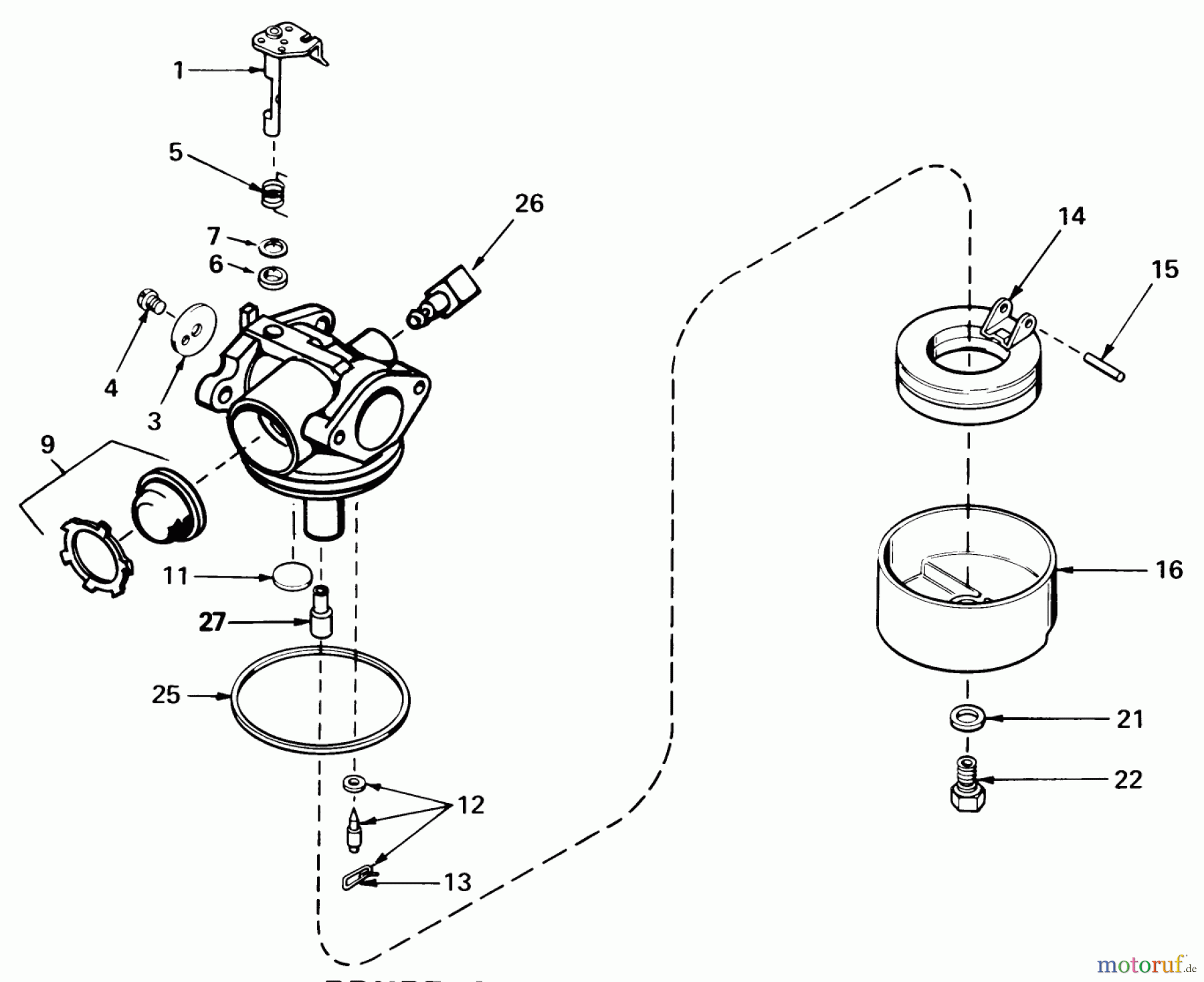 Toro Neu Mowers, Walk-Behind Seite 1 20771 - Toro Lawnmower, 1983 (3000001-3999999) CARBURETOR ASSEMBLY NO. 632050A