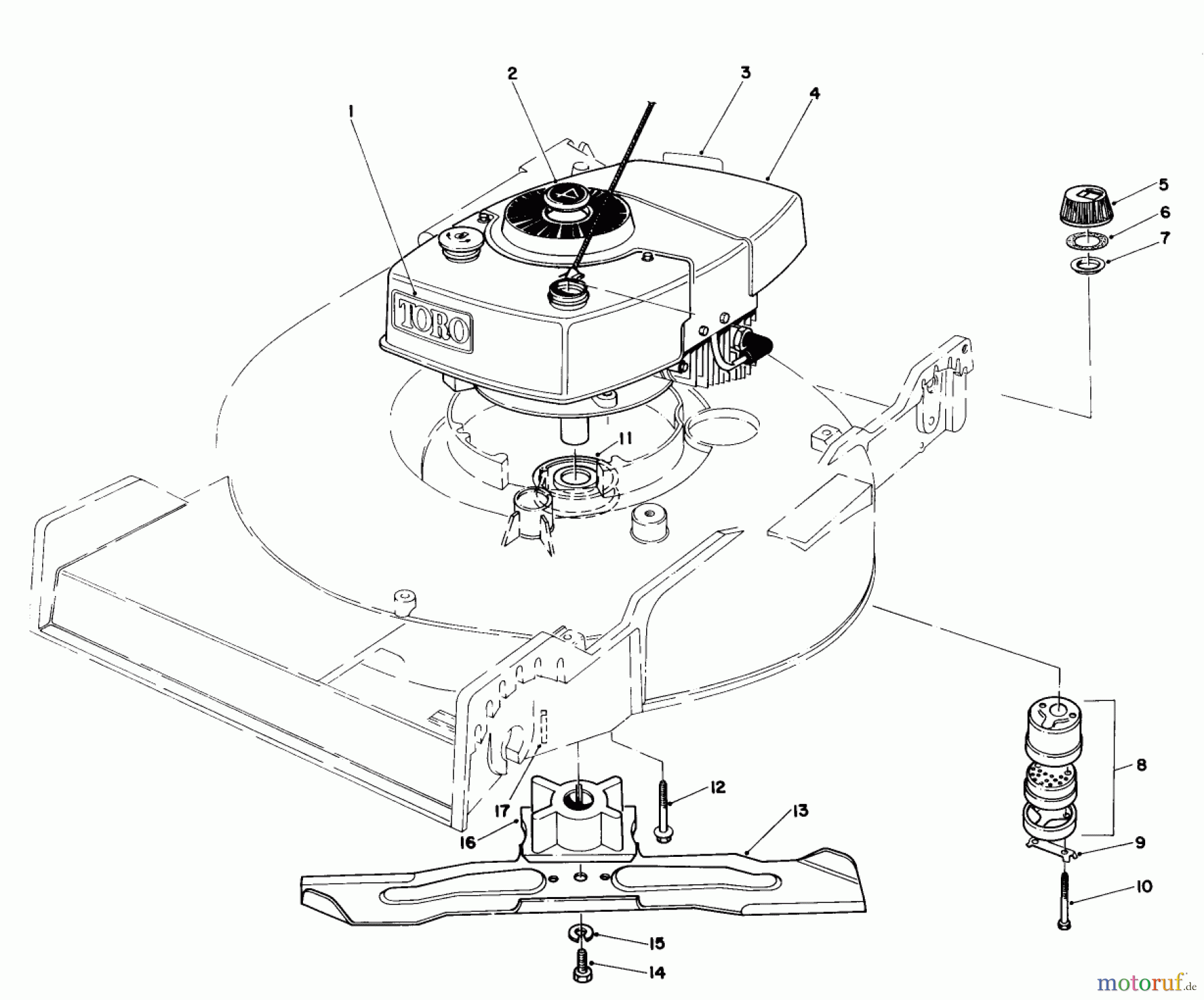 Toro Neu Mowers, Walk-Behind Seite 1 20771 - Toro Lawnmower, 1983 (3000001-3999999) ENGINE ASSEMBLY