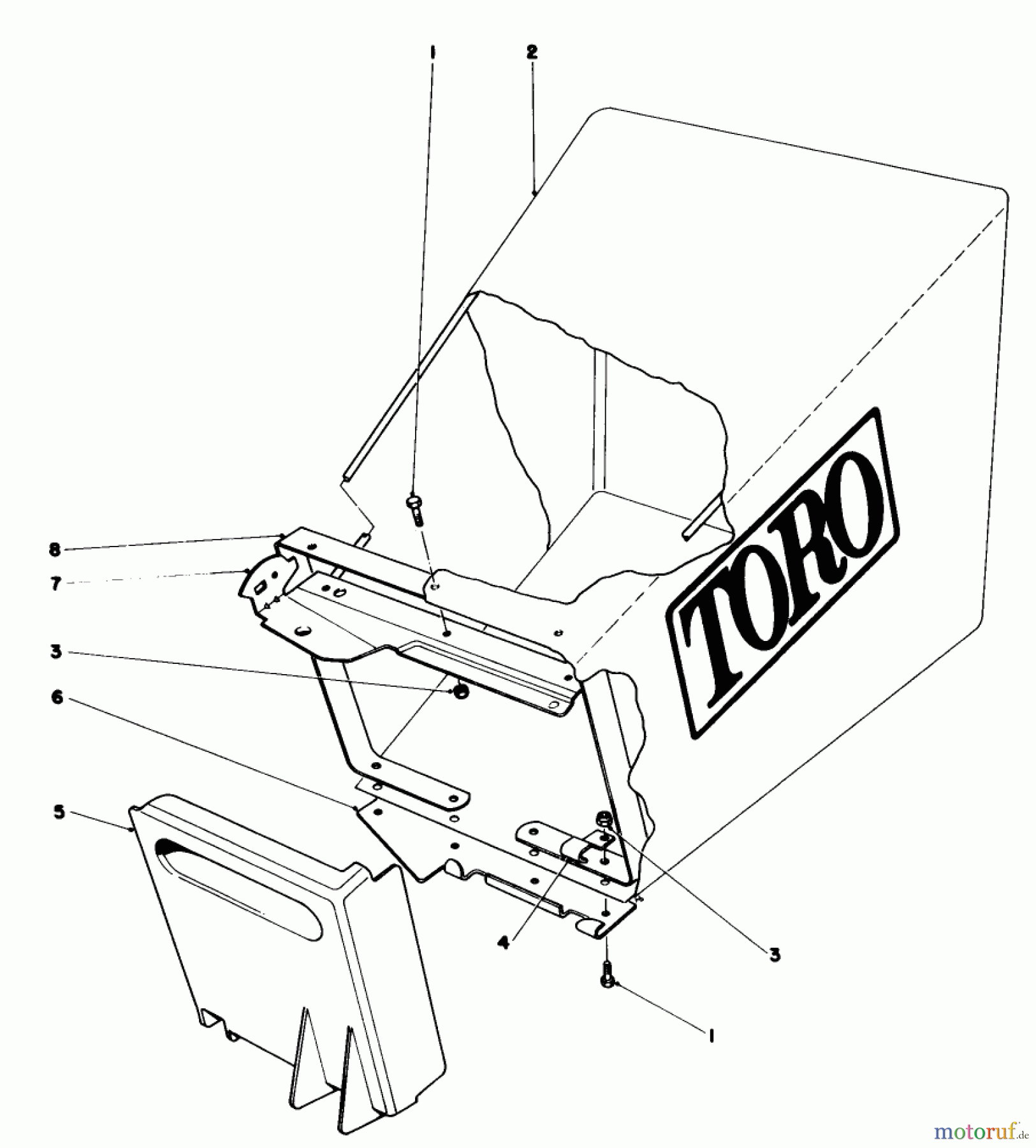 Toro Neu Mowers, Walk-Behind Seite 1 20771 - Toro Lawnmower, 1983 (3000001-3999999) GRASS BAG ASSEMBLY