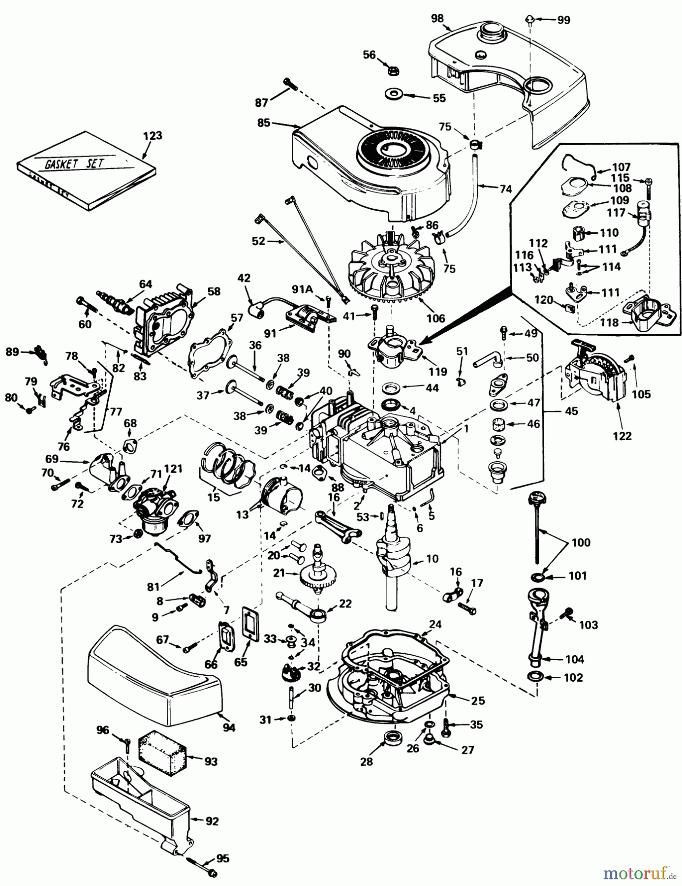 Toro Neu Mowers, Walk-Behind Seite 1 20772 - Toro Lawnmower, 1979 (9000001-9999999) ENGINE TECUMSEH MODEL NO. TNT 100-10059C
