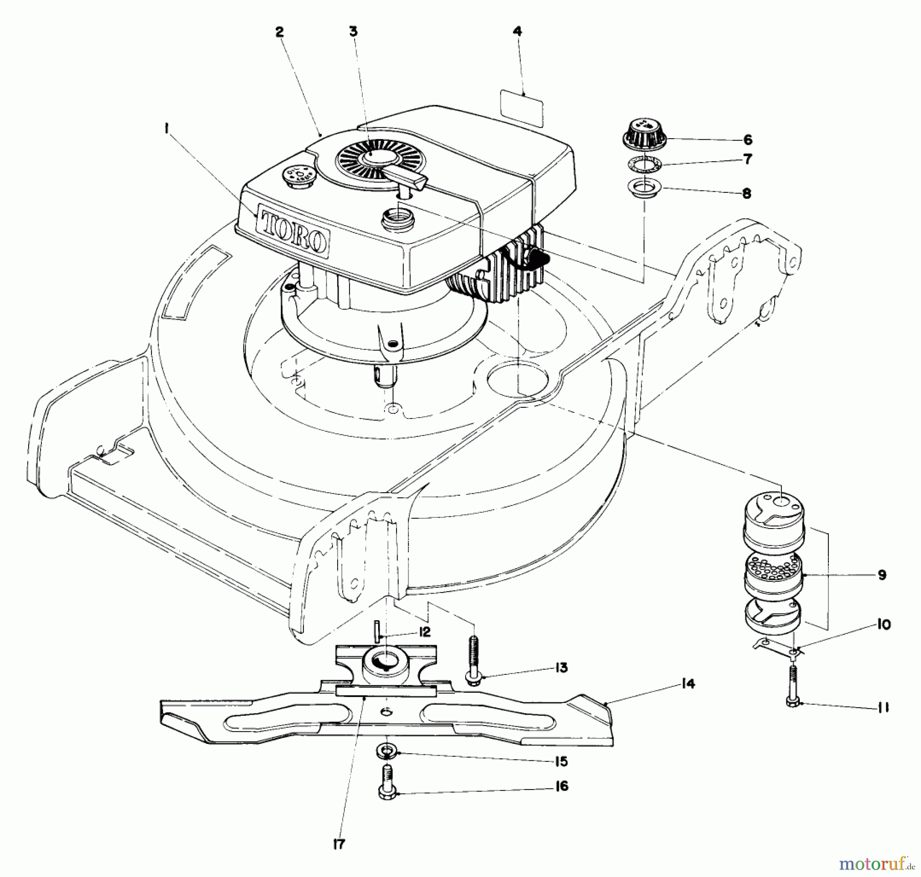 Toro Neu Mowers, Walk-Behind Seite 1 20772 - Toro Lawnmower, 1980 (0000001-0999999) ENGINE ASSEMBLY