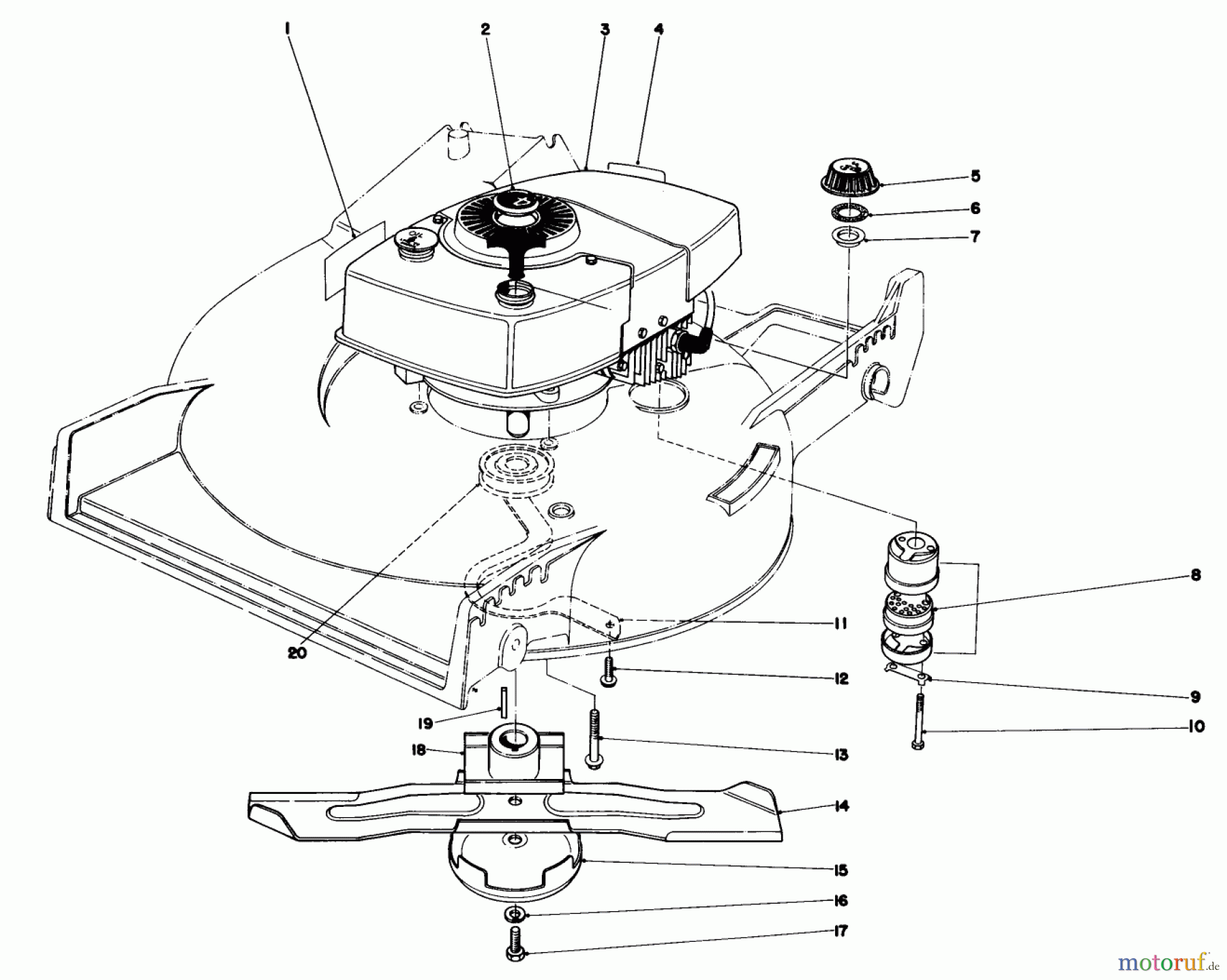 Toro Neu Mowers, Walk-Behind Seite 1 20775 - Toro Lawnmower, 1979 (9000001-9999999) ENGINE ASSEMBLY