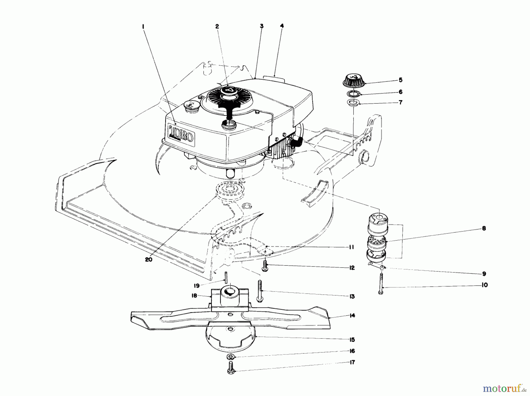 Toro Neu Mowers, Walk-Behind Seite 1 20775 - Toro Lawnmower, 1980 (0000001-0999999) ENGINE ASSEMBLY