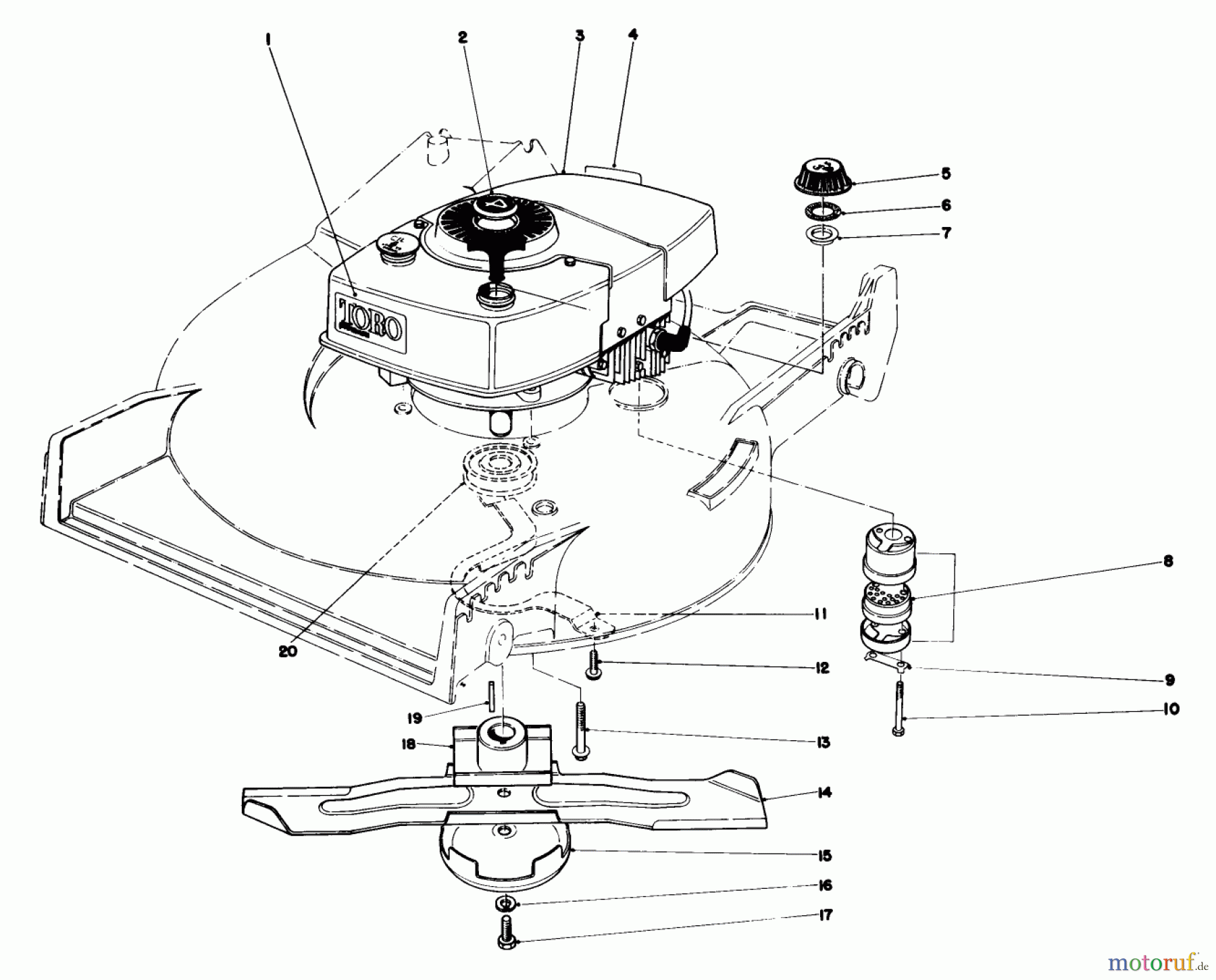 Toro Neu Mowers, Walk-Behind Seite 1 20775 - Toro Lawnmower, 1981 (1000001-1999999) ENGINE ASSEMBLY