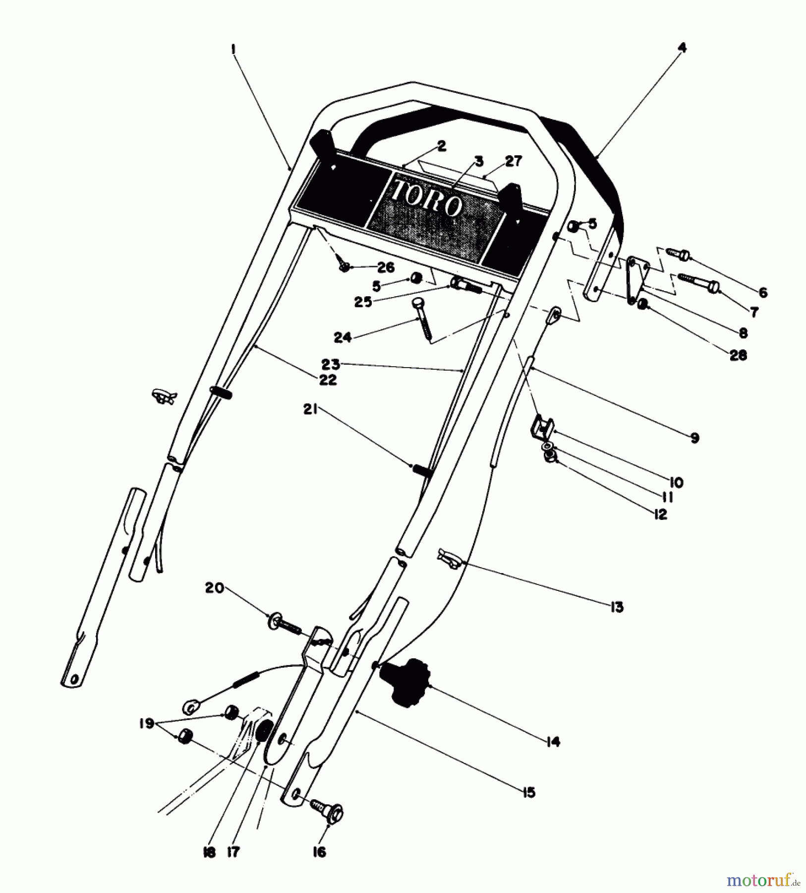 Toro Neu Mowers, Walk-Behind Seite 1 20775 - Toro Lawnmower, 1981 (1000001-1999999) HANDLE ASSEMBLY