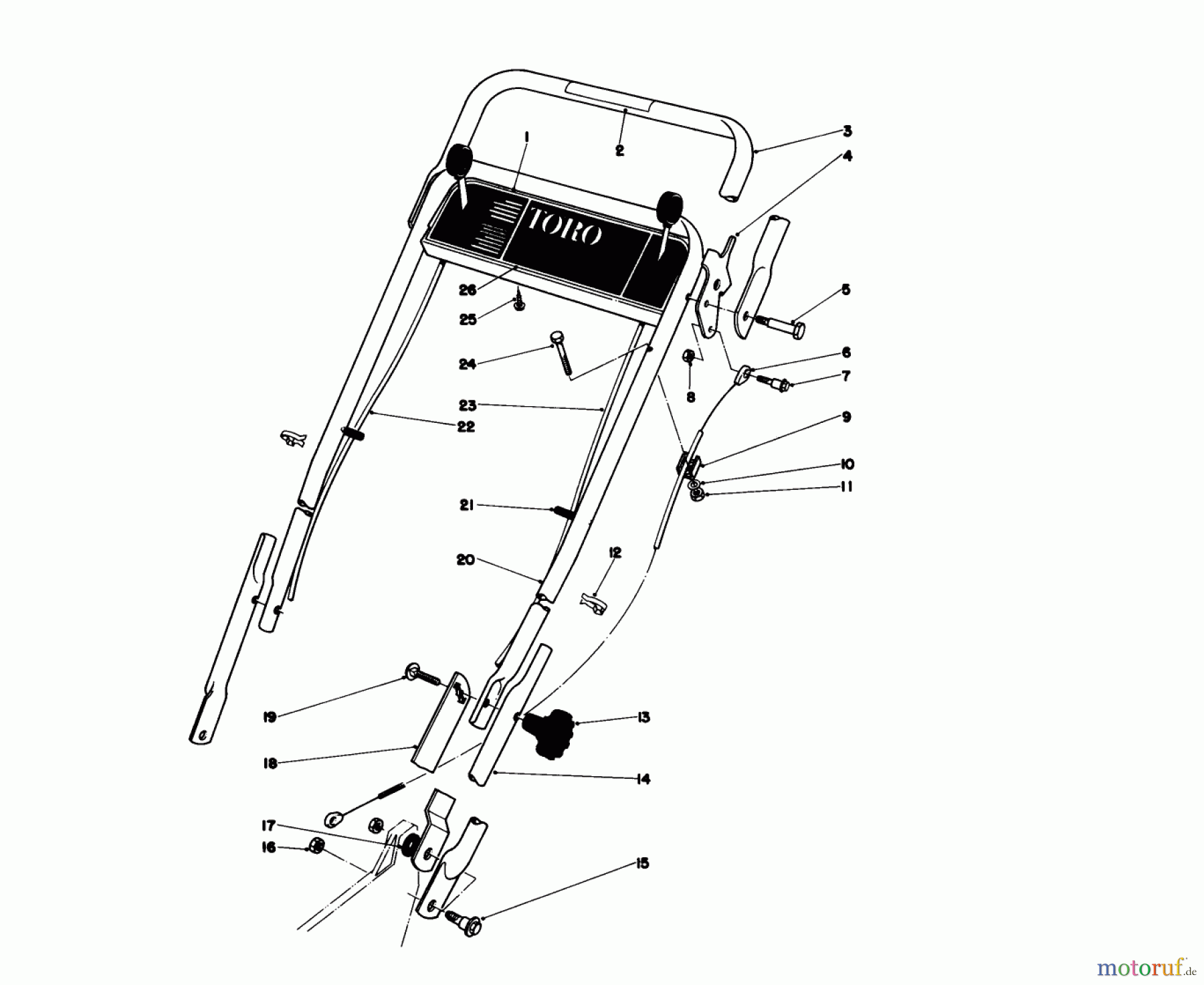 Toro Neu Mowers, Walk-Behind Seite 1 20785 - Toro Lawnmower, 1979 (9000001-9999999) HANDLE ASSEMBLY