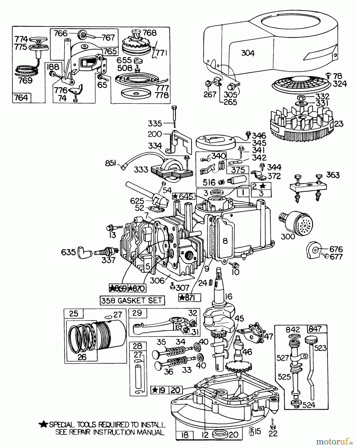 Toro Neu Mowers, Walk-Behind Seite 1 20785 - Toro Lawnmower, 1980 (0000001-0999999) ENGINE BRIGGS & STRATTON MODEL NO. 110908-0380-02