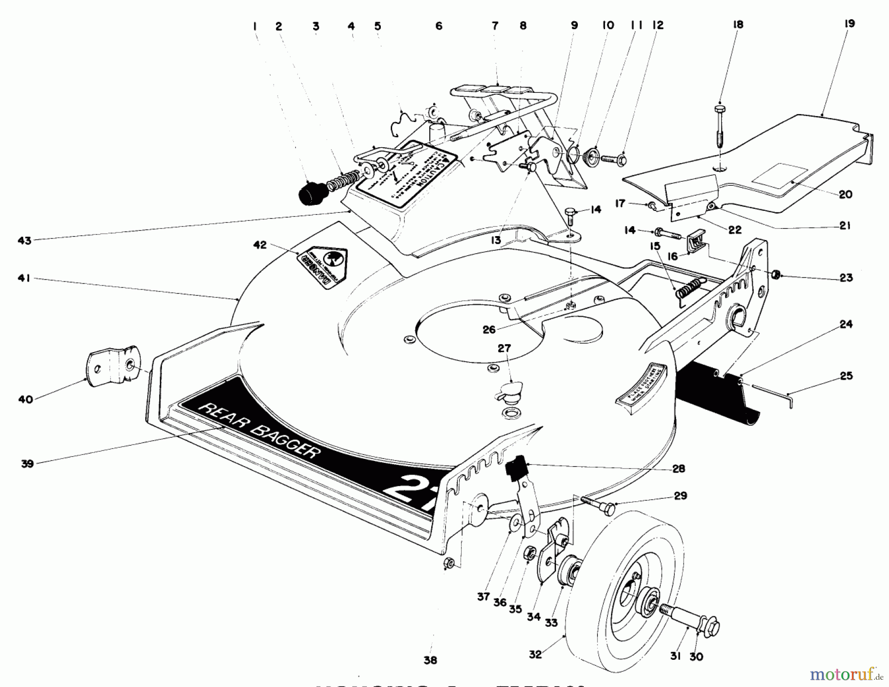 Toro Neu Mowers, Walk-Behind Seite 1 20785 - Toro Lawnmower, 1980 (0000001-0999999) HOUSING ASSEMBLY
