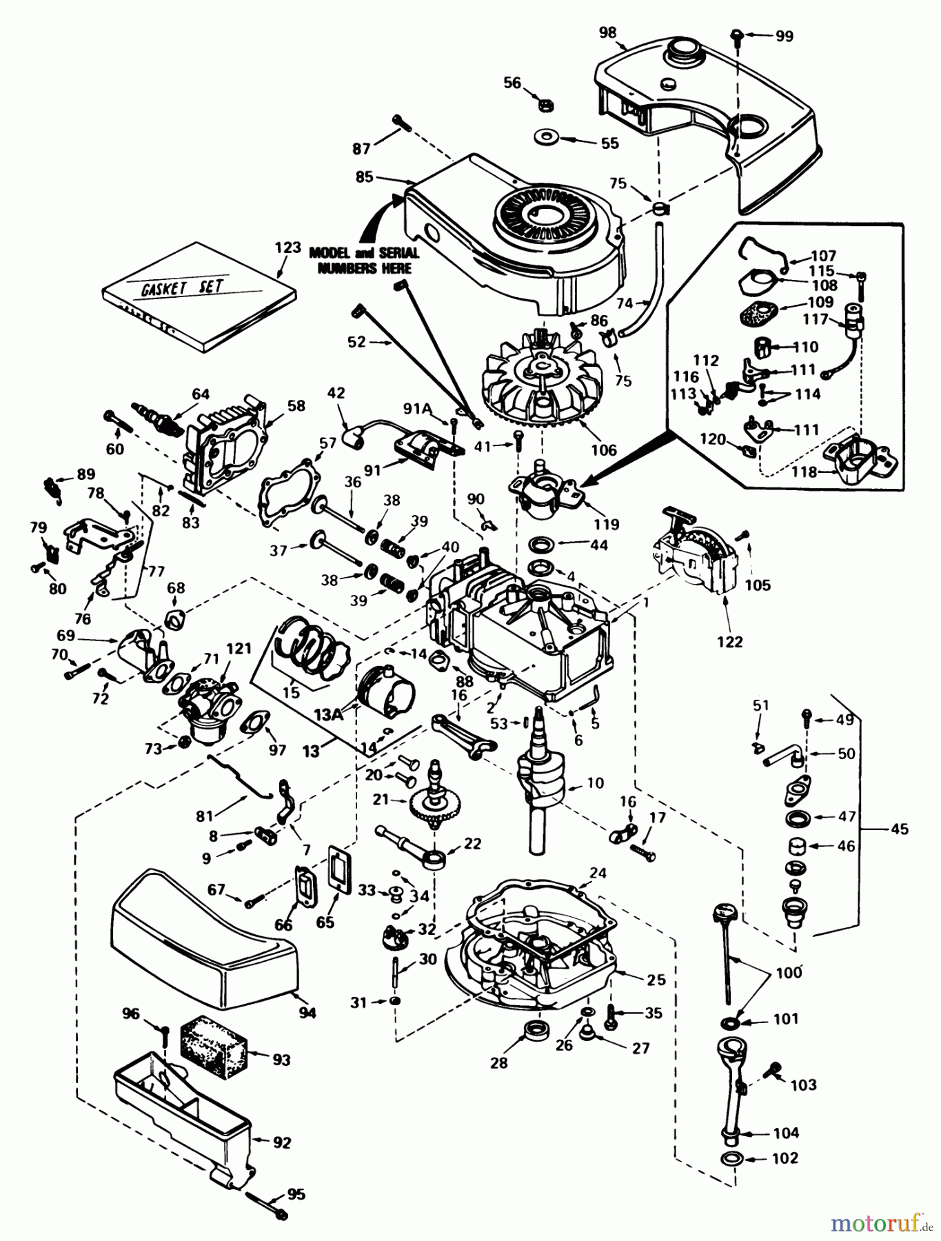 Toro Neu Mowers, Walk-Behind Seite 1 20788 - Toro Lawnmower, 1981 (1000001-1999999) ENGINE TECUMSEH MODEL NO. TNT 100-10066D