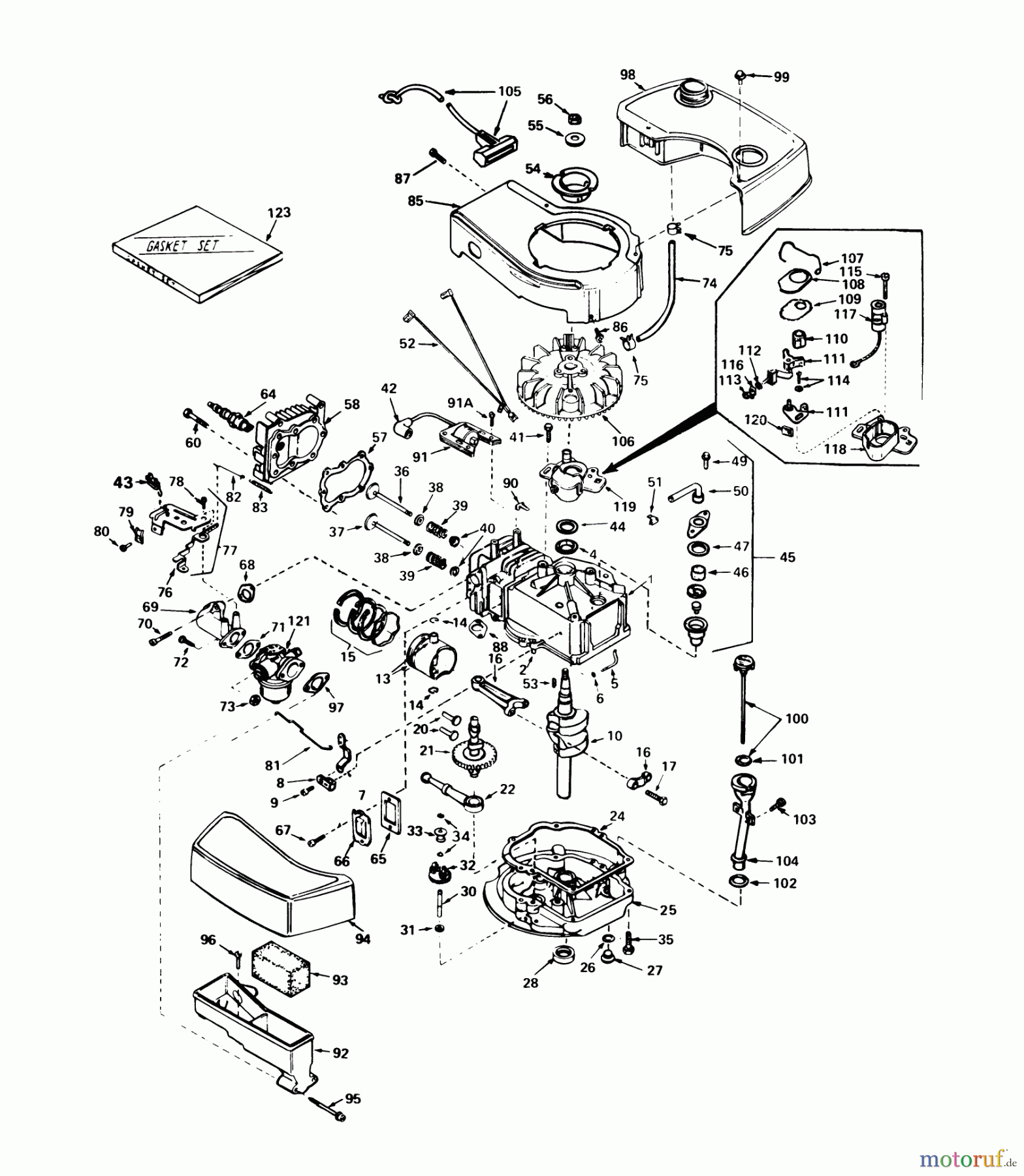 Toro Neu Mowers, Walk-Behind Seite 1 20790 - Toro Lawnmower, 1980 (0000001-0999999) ENGINE TECUMSEH MODEL NO. TNT 100-10061C