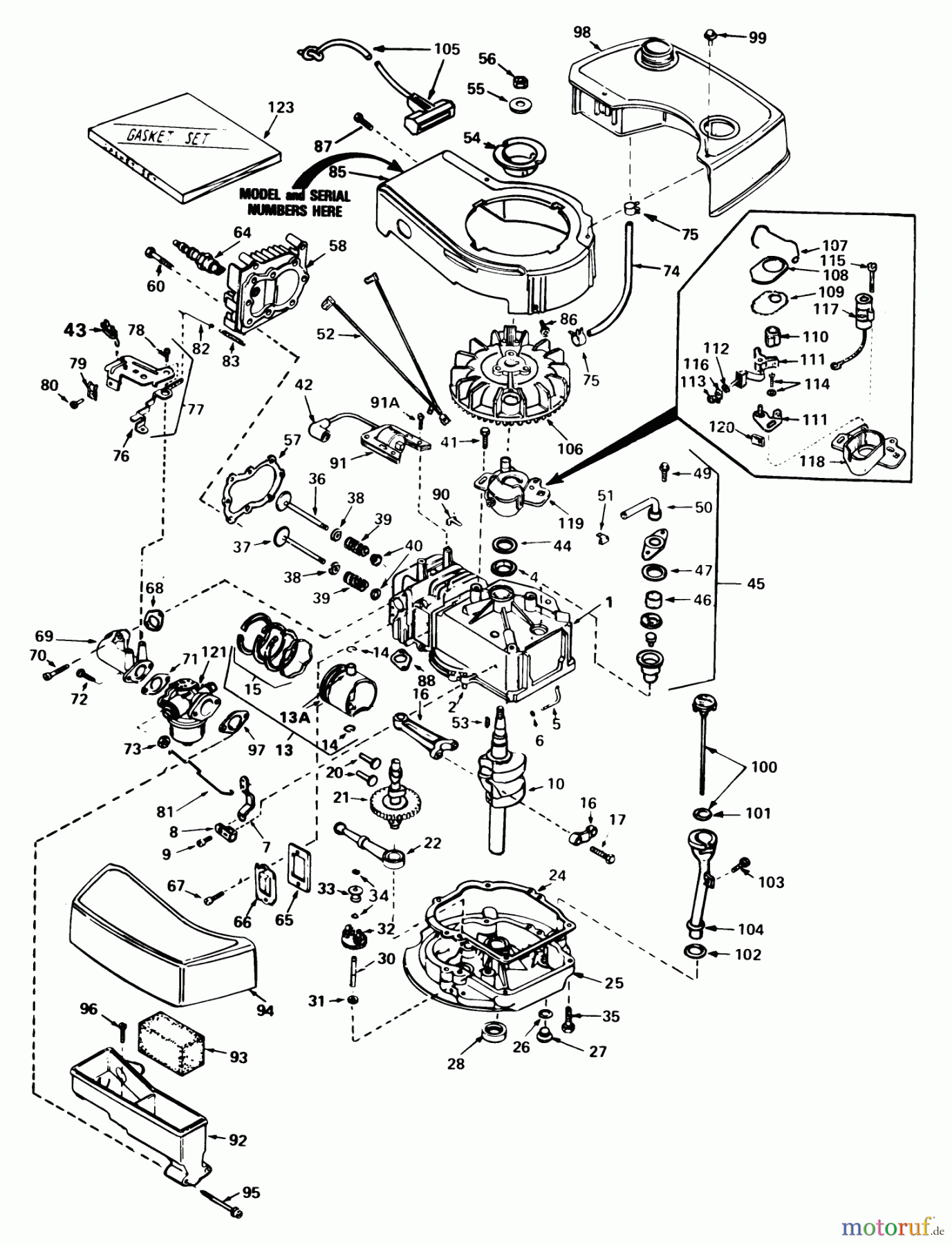Toro Neu Mowers, Walk-Behind Seite 1 20790 - Toro Lawnmower, 1981 (1000001-1999999) ENGINE TECUMSEH MODEL NO. TNT 100-10061D