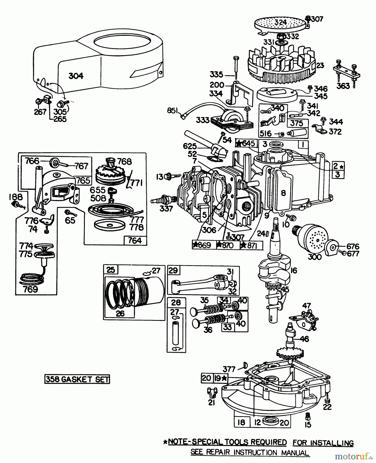 Toro Neu Mowers, Walk-Behind Seite 1 20798 - Toro Lawnmower, 1979 (9000001-9999999) ENGINE BRIGGS & STRATTON MODEL NO. 92908-1934-02