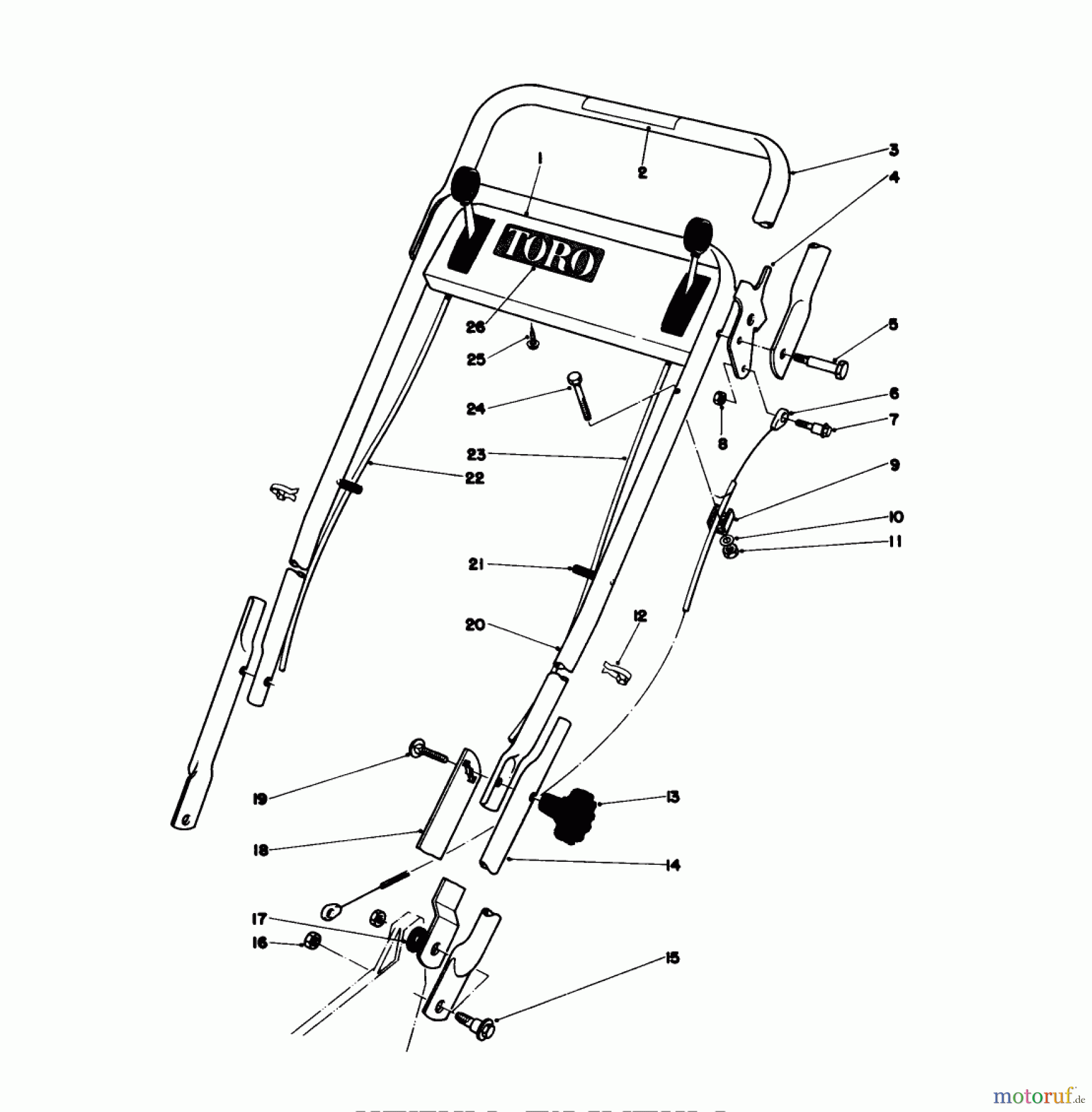 Toro Neu Mowers, Walk-Behind Seite 1 20810 - Toro Lawnmower, 1980 (0000001-0999999) HANDLE ASSEMBLY