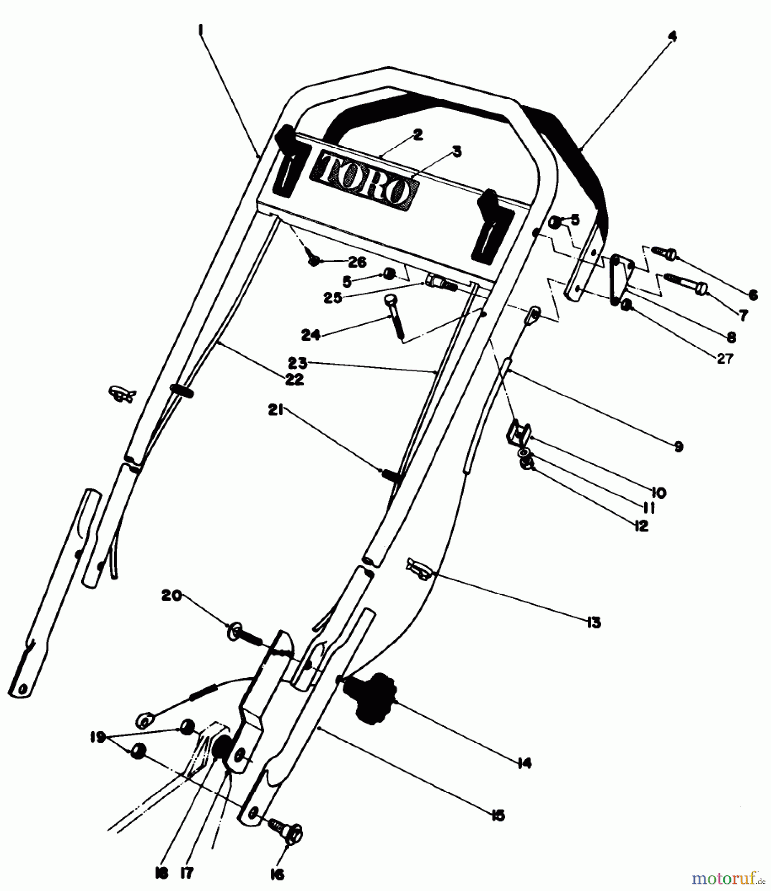 Toro Neu Mowers, Walk-Behind Seite 1 20810 - Toro Lawnmower, 1981 (1000001-1999999) HANDLE ASSEMBLY