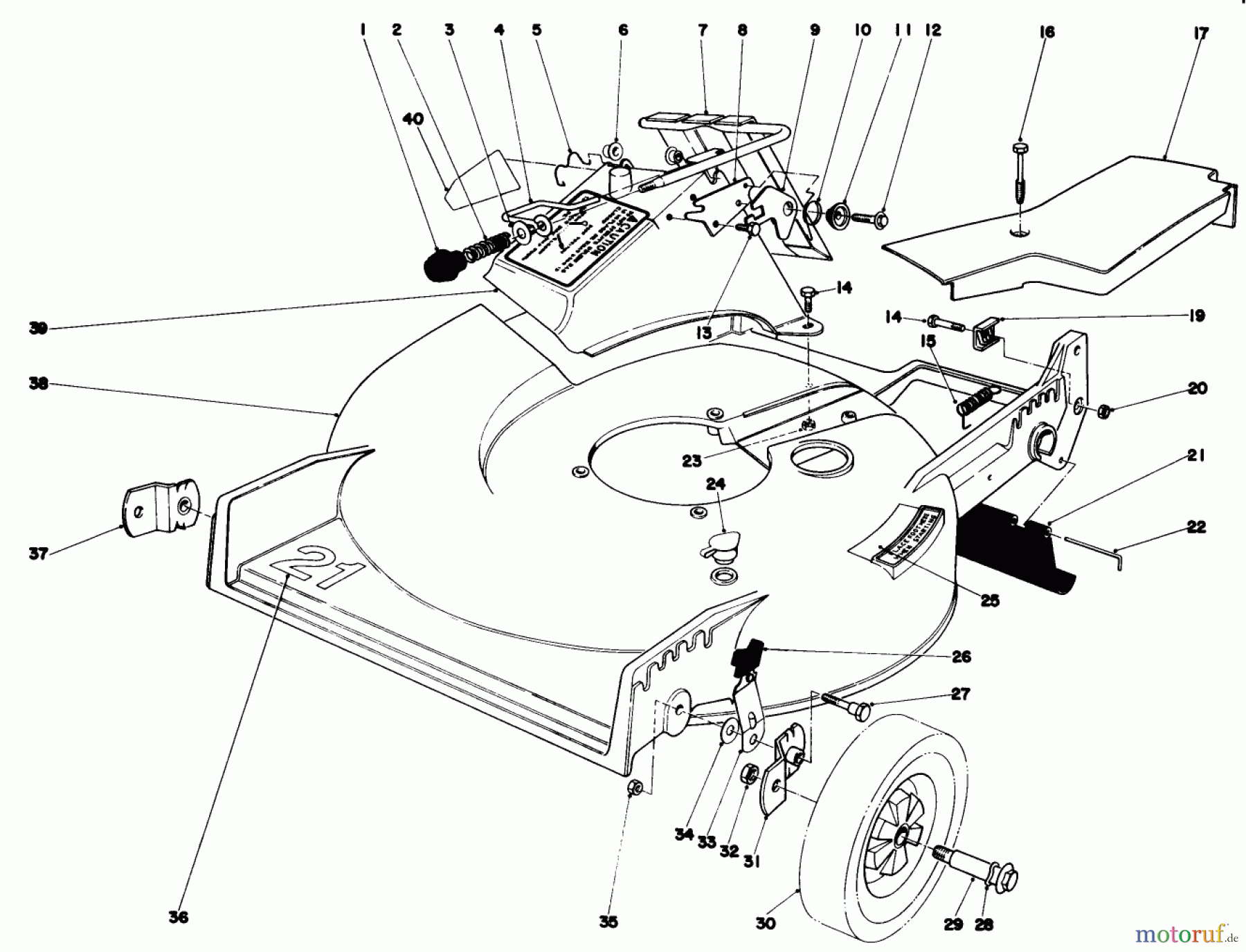 Toro Neu Mowers, Walk-Behind Seite 1 20810 - Toro Lawnmower, 1981 (1000001-1999999) HOUSING ASSEMBLY