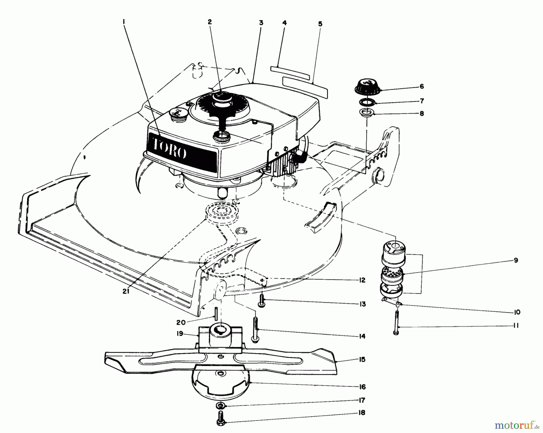 Toro Neu Mowers, Walk-Behind Seite 1 20810 - Toro Lawnmower, 1982 (2000001-2999999) ENGINE ASSEMBLY