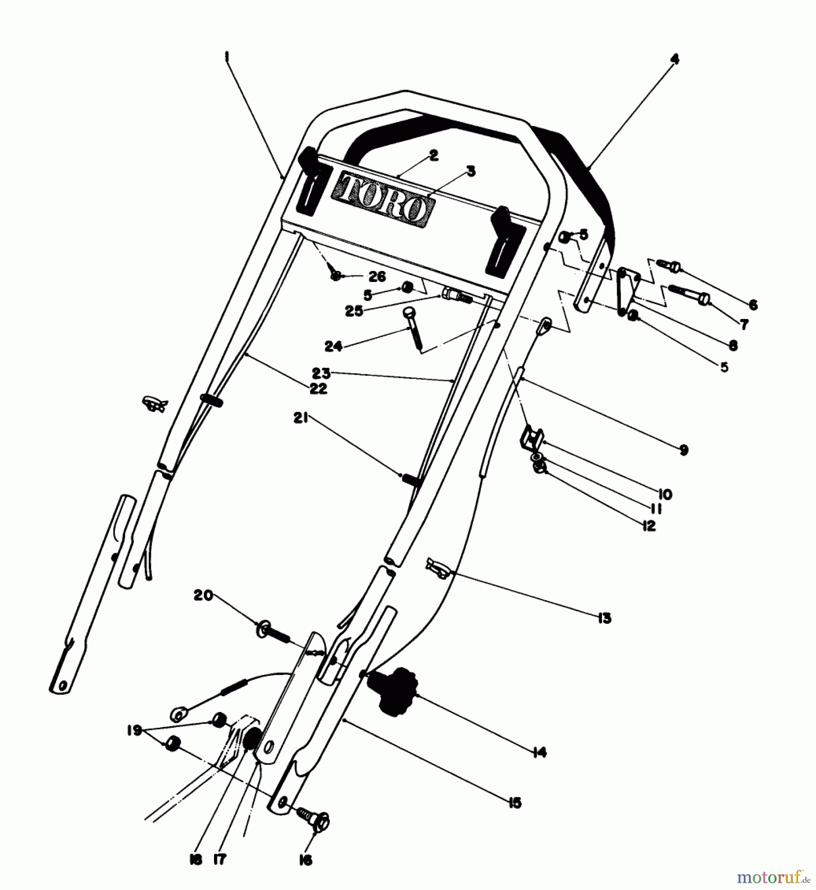 Toro Neu Mowers, Walk-Behind Seite 1 20810 - Toro Lawnmower, 1982 (2000001-2999999) HANDLE ASSEMBLY