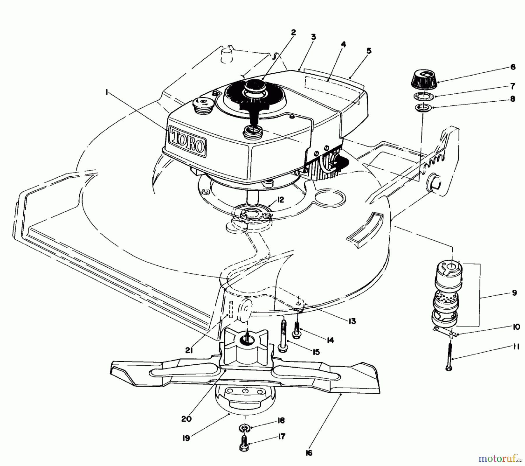 Toro Neu Mowers, Walk-Behind Seite 1 20810 - Toro Lawnmower, 1983 (3000001-3999999) ENGINE ASSEMBLY