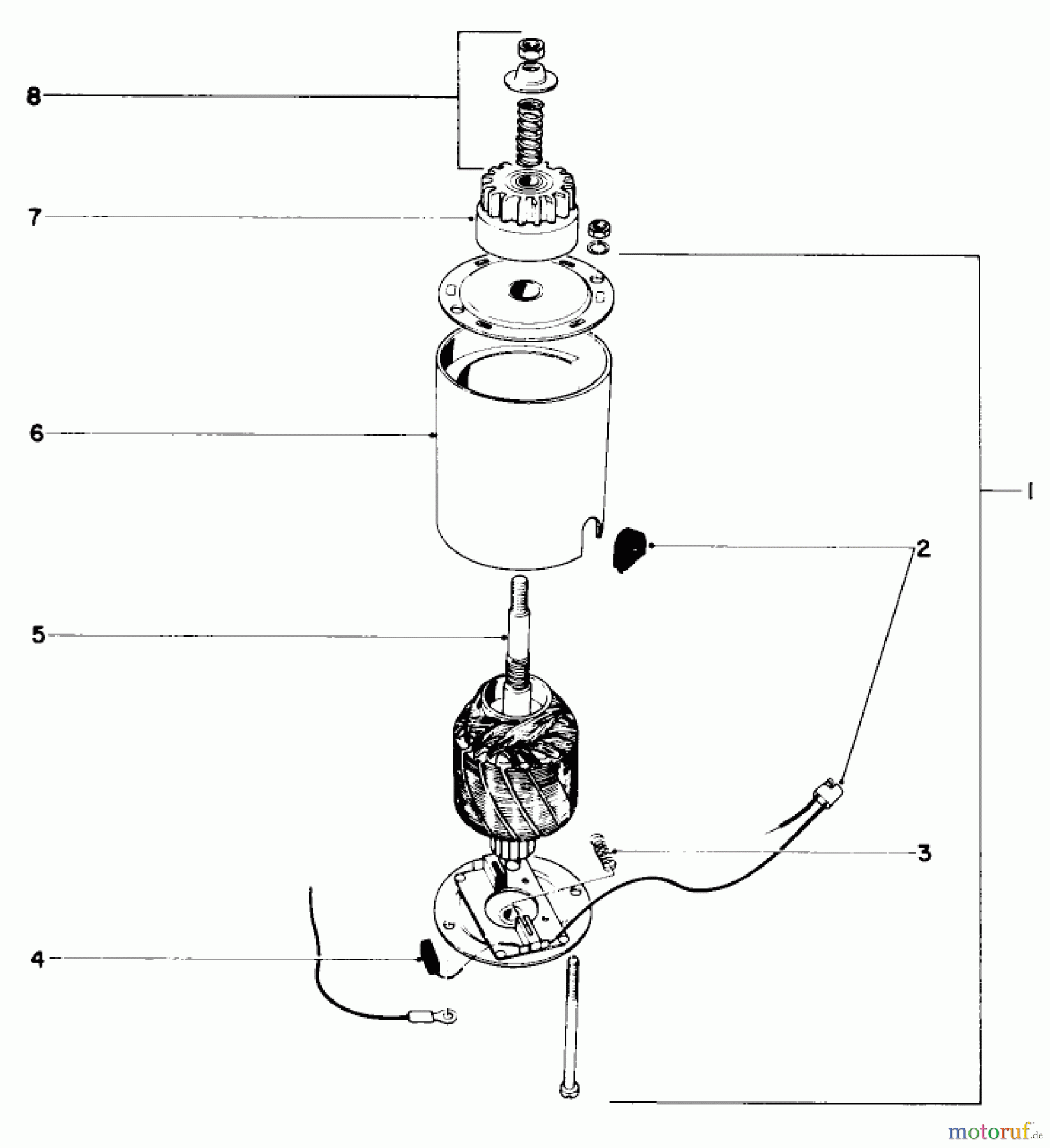 Toro Neu Mowers, Walk-Behind Seite 2 21101 - Toro Whirlwind Lawnmower, 1969 (9000001-9999999) STARTER MOTOR AND PINION